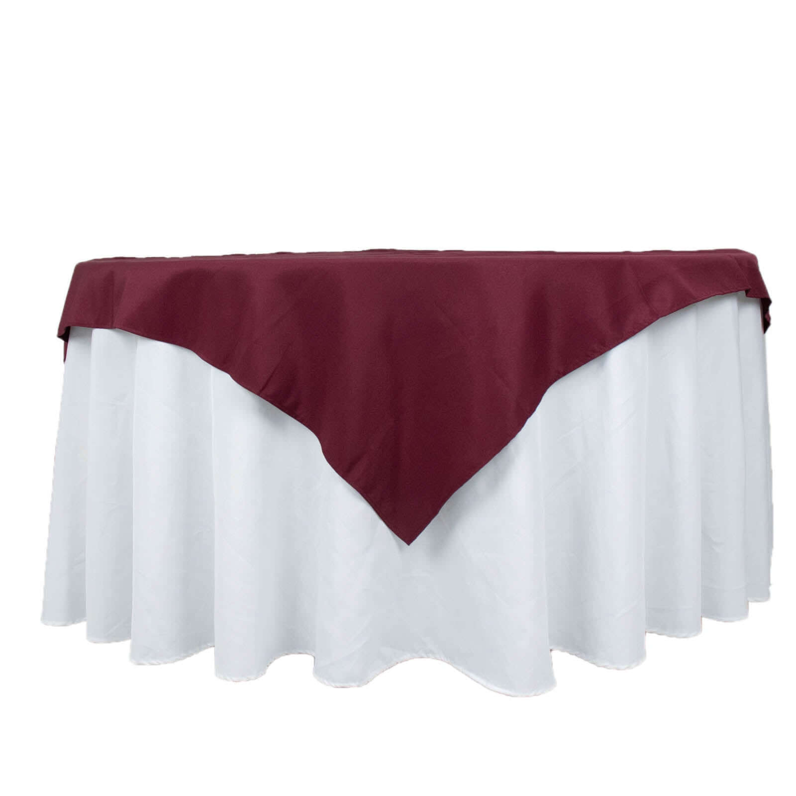 Premium Polyester 54"x54" Table Overlay Square Tablecloth Burgundy - Stain and Wrinkle-Resistant 220GSM Table Topper