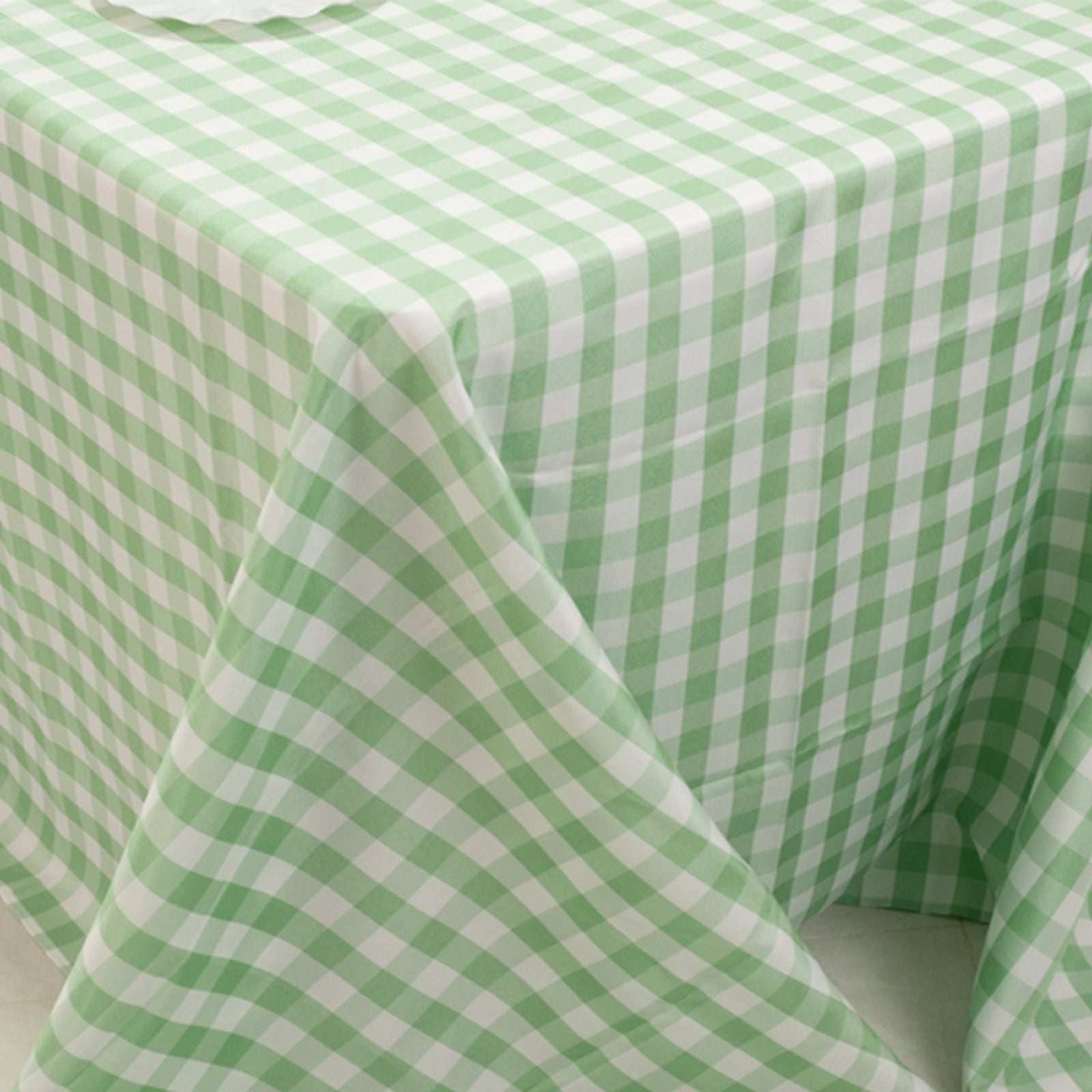 Polyester 90"x156" Rectangle Tablecloth White/Sage Green - Seamless Checkered Buffalo Plaid Table Cover