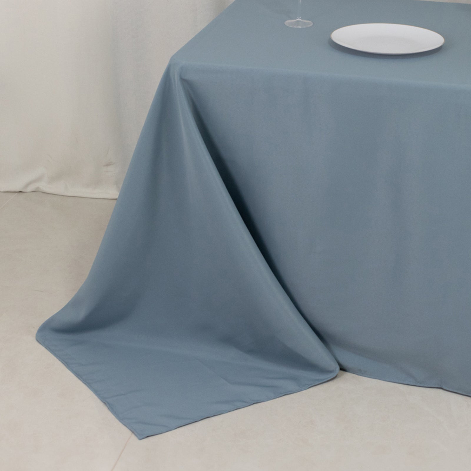 Premium Polyester 90"x132" Rectangle Tablecloth Dusty Blue - Seamless 220GSM Stain-Resistant Table Cover