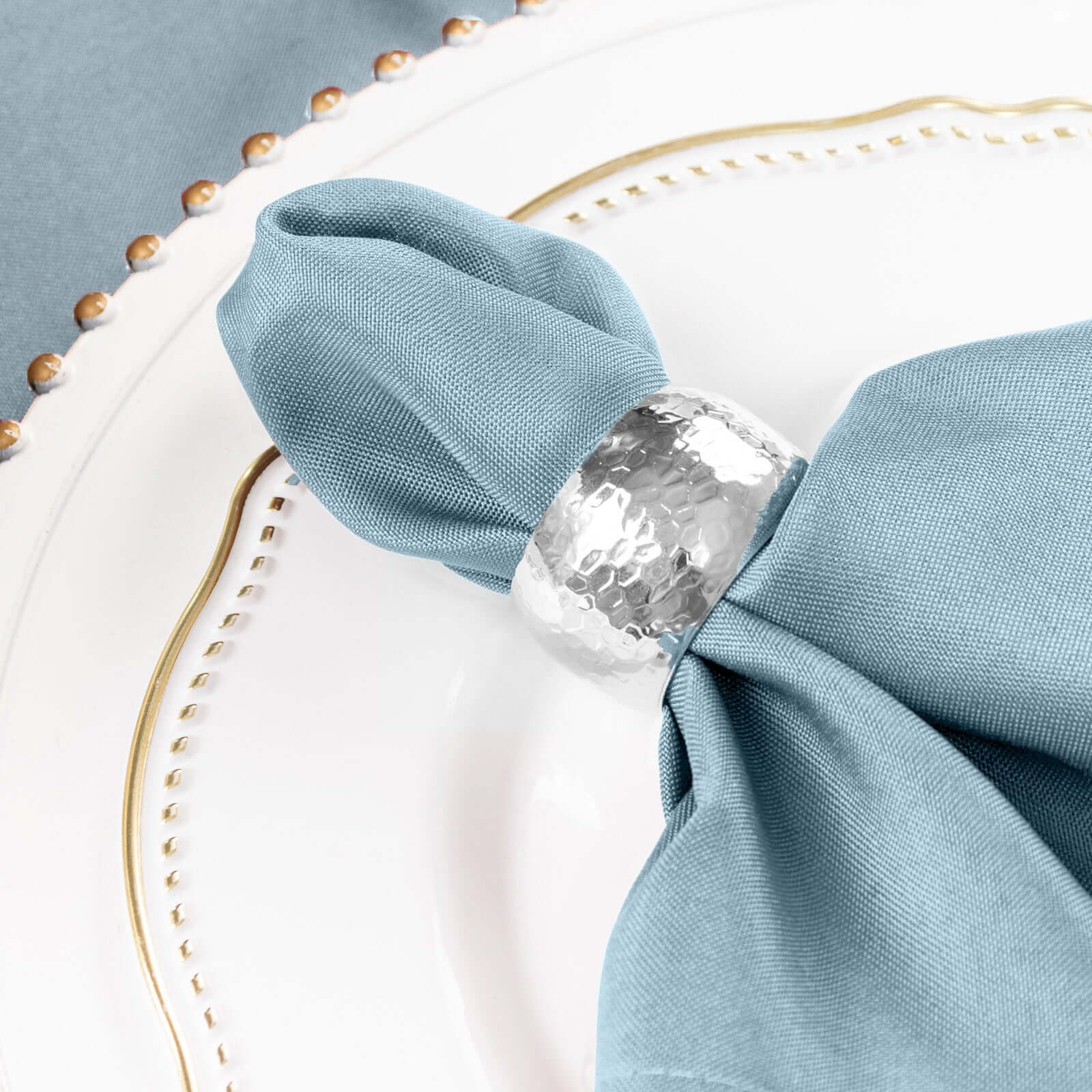 5 Pack Polyester 17"x17" Napkins Dusty Blue - Durable & Wrinkle Resistant Dinner Napkins for Everyday Dining & Events