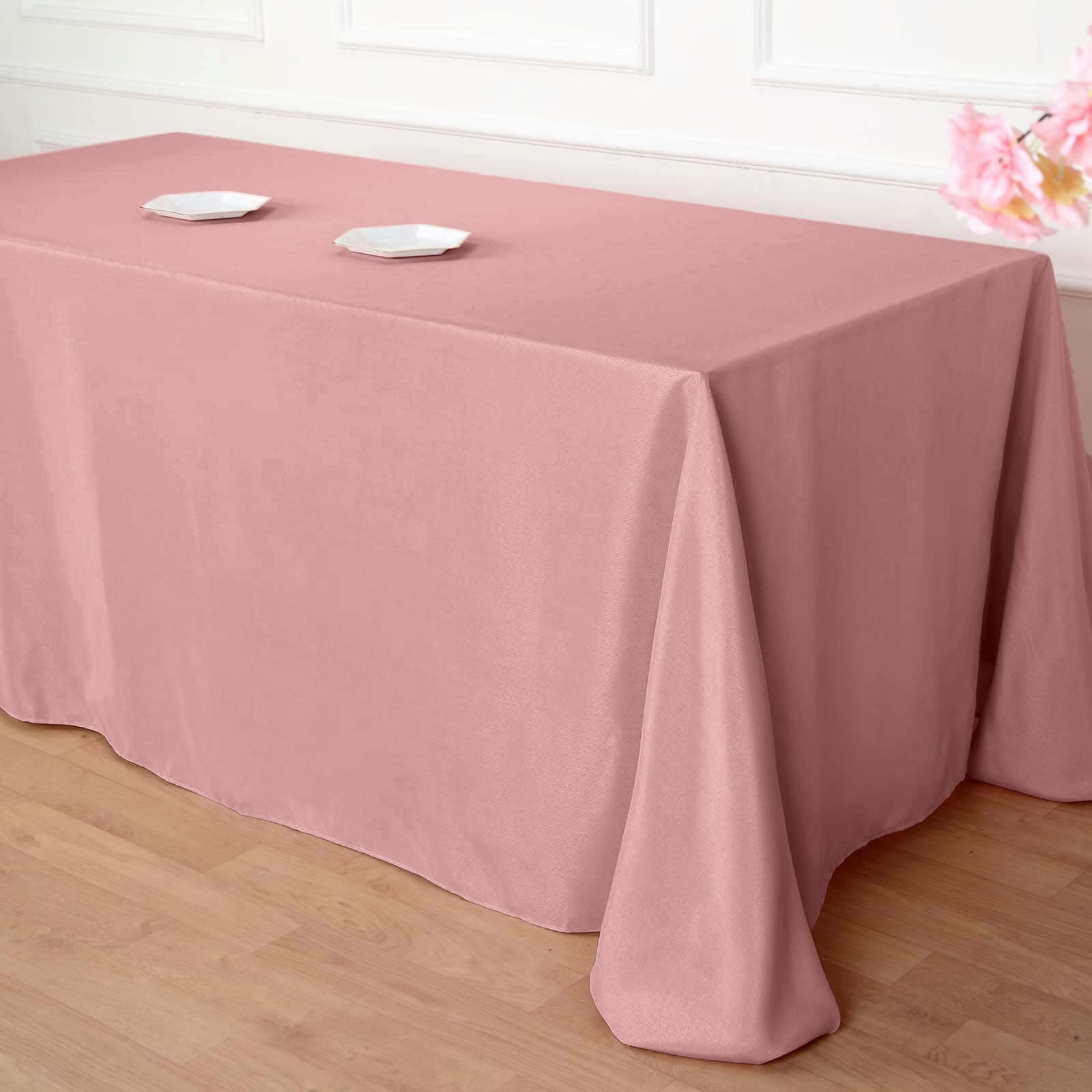 Polyester 90"x156" Rectangle Tablecloth Dusty Rose - Seamless Wrinkle-Resistant Table Cover