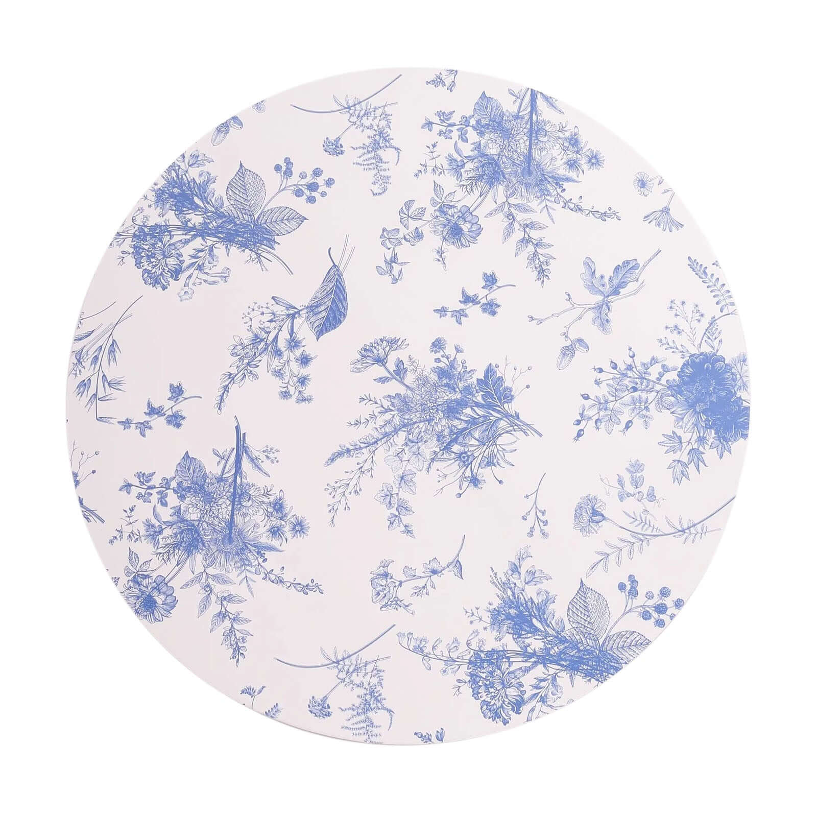 6-Pack Disposable Charger Plates in French Toile Print 13" in White/Blue - 700GSM Floral Paper Chargers for Stylish & Easy Cleanup