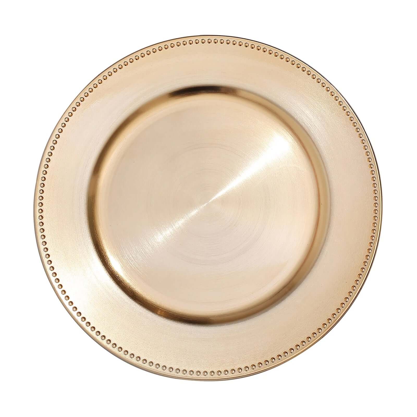 6-Pack Acrylic Round Charger Plates 13" in Gold with Beaded Rim, Dinner Charger Event Tabletop Decor