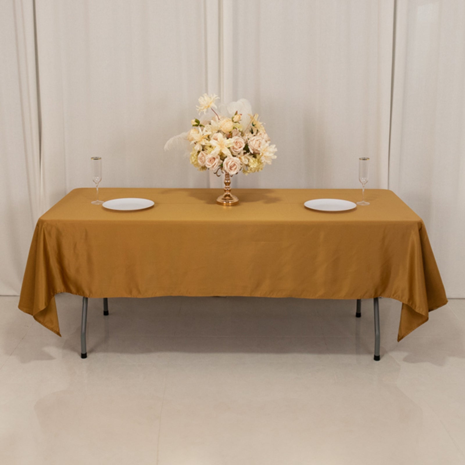 Lamour Satin 60"x102" Rectangle Tablecloth Gold - Durable & Silky Soft Feel Table Cover for Weddings & Banquets