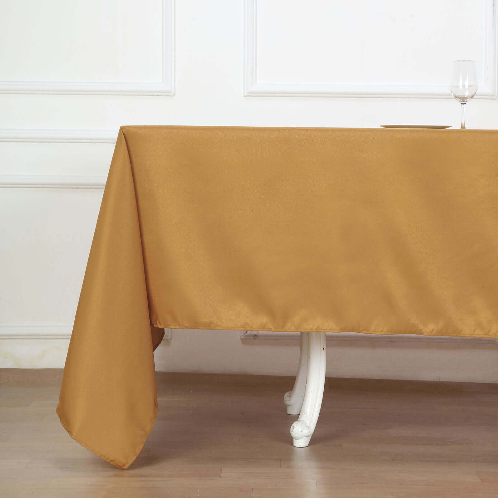 Polyester 72"x120" Rectangle Tablecloth Gold - Durable and Stylish for Events