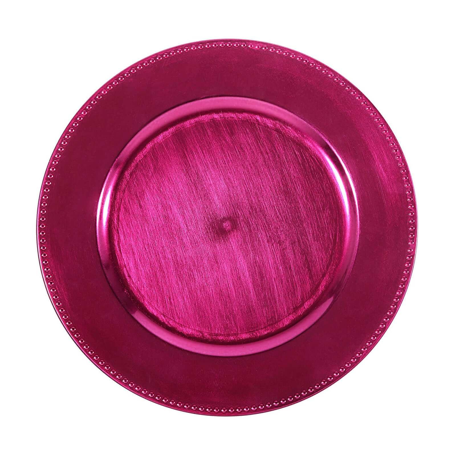 6-Pack Acrylic Round Charger Plates 13" in Hot Pink with Beaded Rim, Dinner Charger Event Tabletop Decor