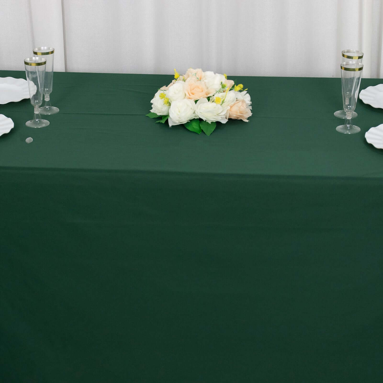 Scuba Rectangular 90"x156" Tablecloth Hunter Emerald Green - Wrinkle Free, Stain Resistant & Seamless Table Cover