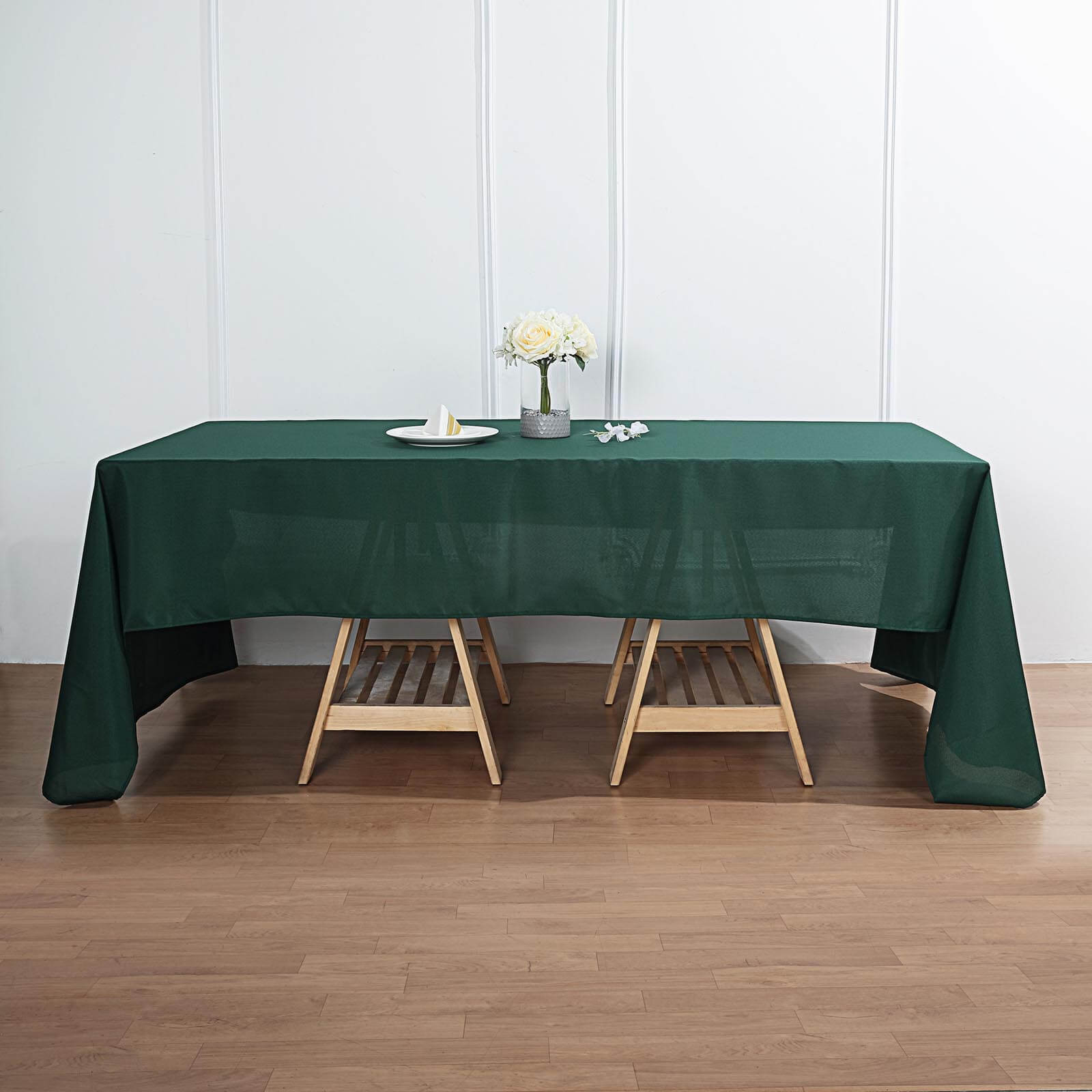 Polyester 60"x126" Rectangle Tablecloth Hunter Emerald Green - Wrinkle-Resistant Table Cover