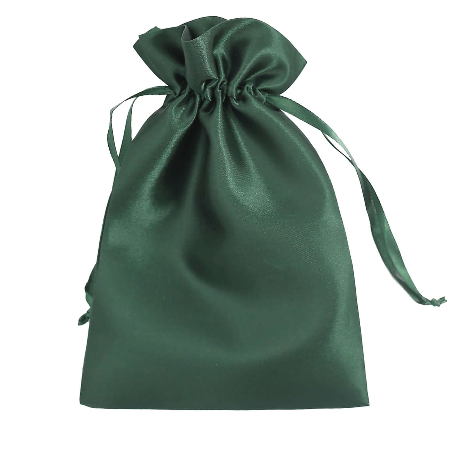 12 Pack 6"x9" Hunter Emerald Green Satin Wedding Party Favor Bags, Drawstring Pouch Gift Bags