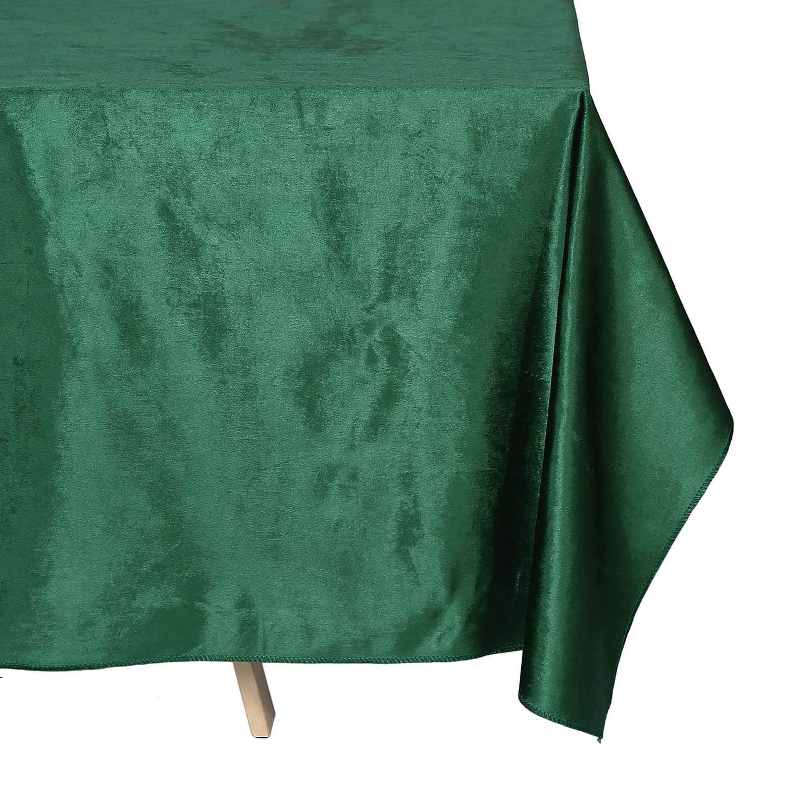 Premium Velvet 90"x132" Rectangle Tablecloth Hunter Emerald Green - Reusable Soft & Seamless Table Cover