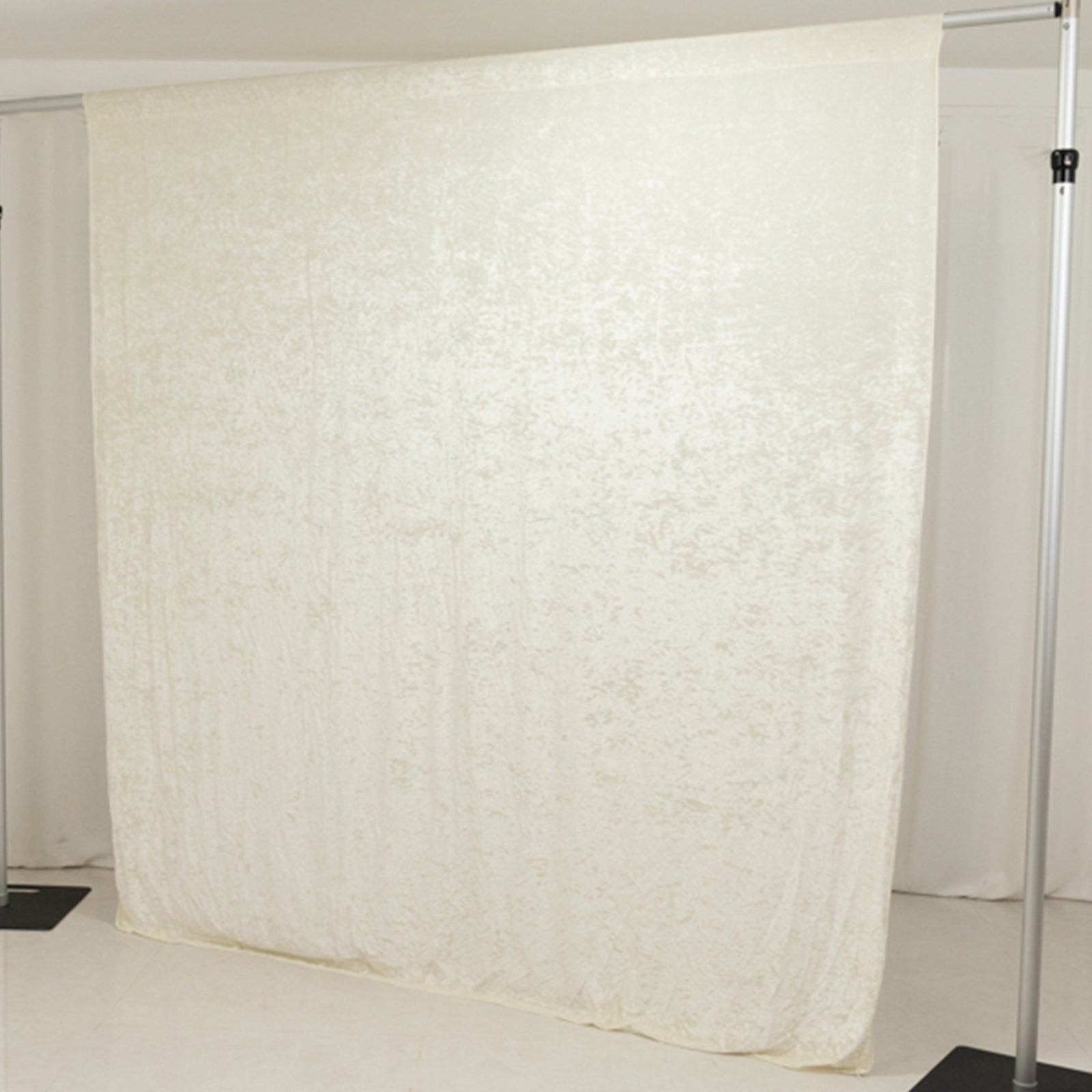 Ivory Crushed Velvet Backdrop Curtain – 8ft x 8ft Event Drape with Rod Pocket, Privacy Panel for Photo Booths & Events