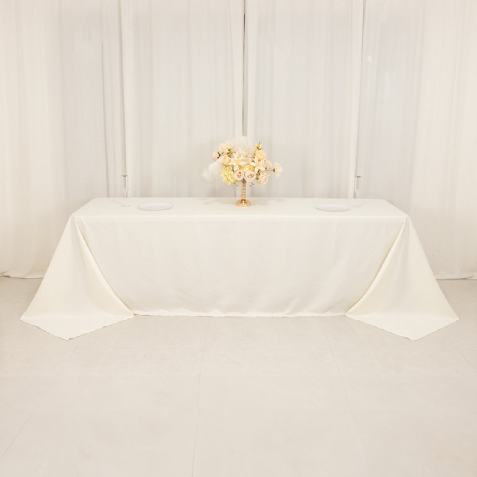 Cotton Blend 90"x156" Rectangle Tablecloth Ivory - Seamless Wrinkle-Resistant Table Cover
