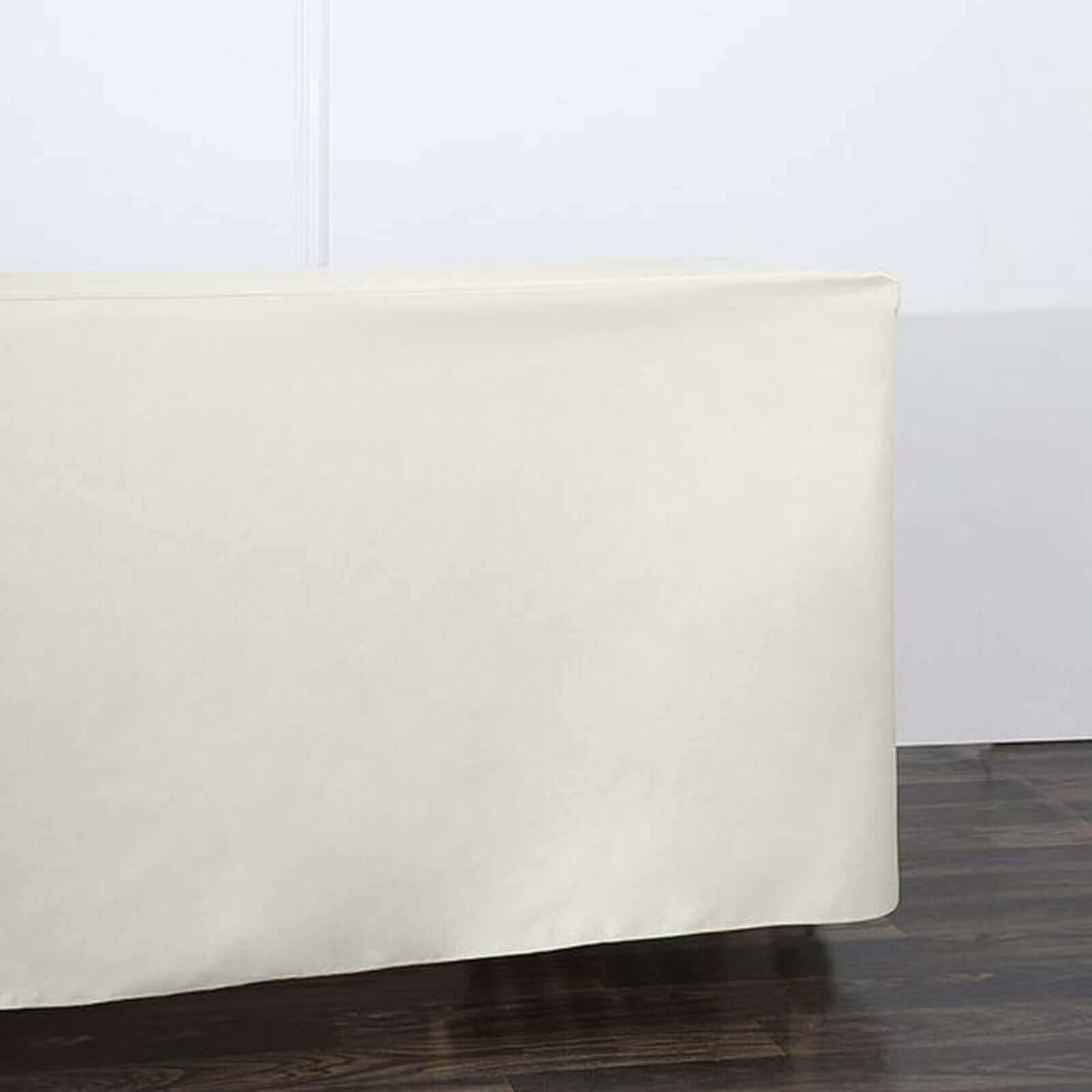 Fitted Polyester 96"x30" Rectangle Tablecloth Ivory - Durable and Easy to Maintain Table Cover