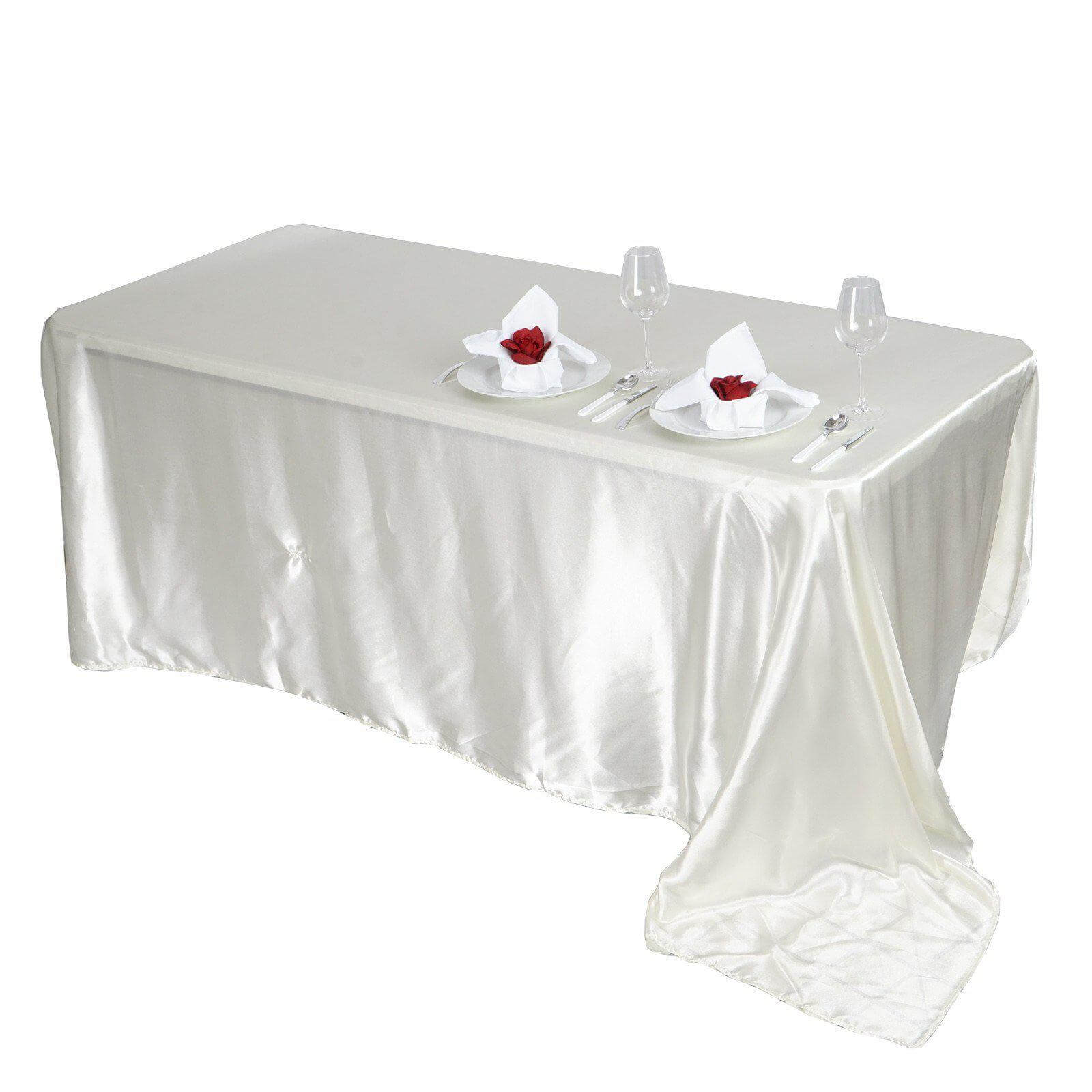 Satin Rectangular 90"x156" Tablecloth Ivory - Seamless Table Cover