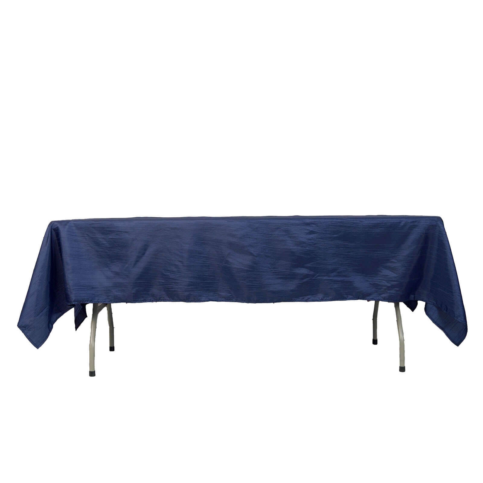 Taffeta 60"x102" Rectangle Tablecloth Navy Blue - Accordion Crinkle Table Cover