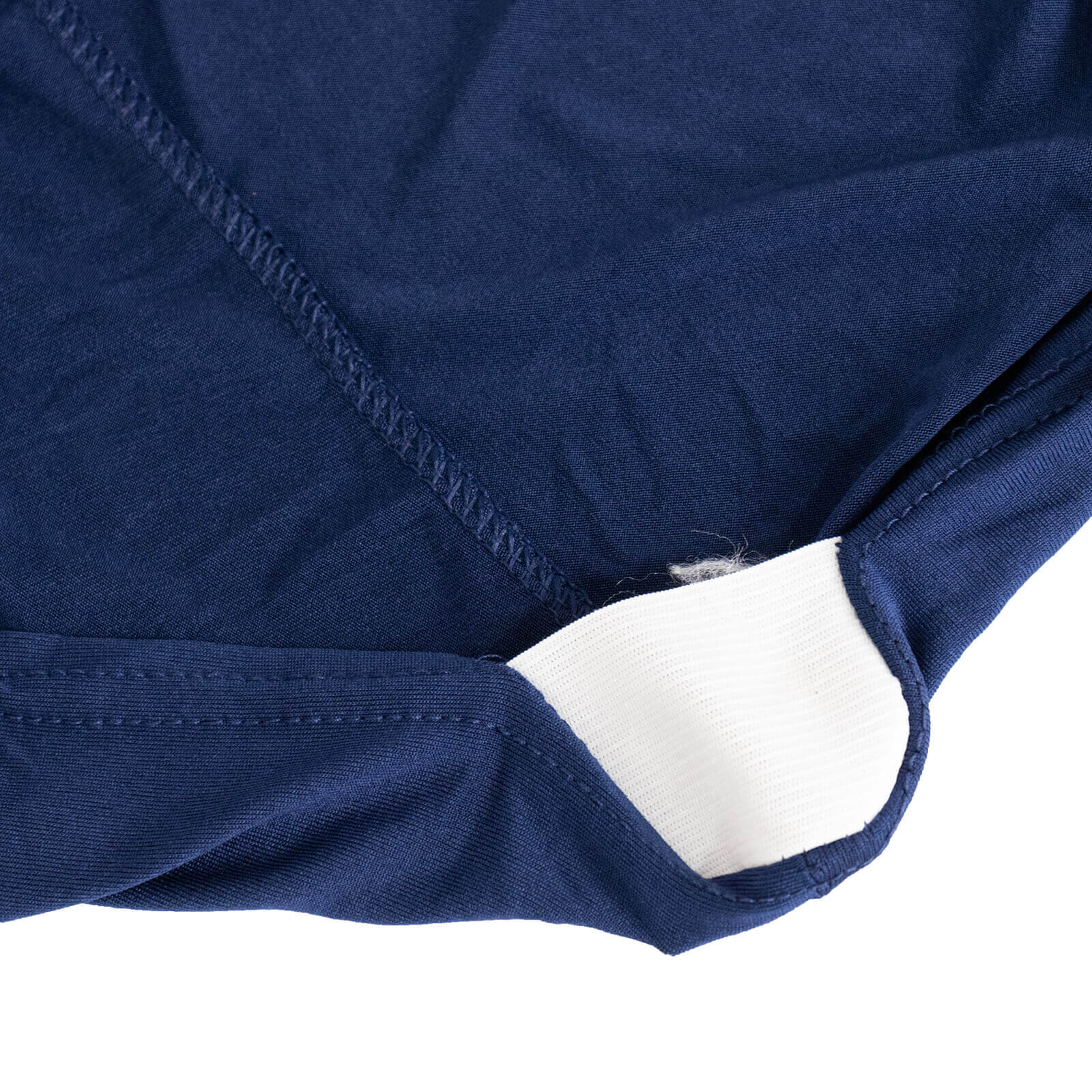 Spandex Chair Cover with Silver Rhinestone Buckled Sash Band Navy Blue - Stretch Fitted Slipcover