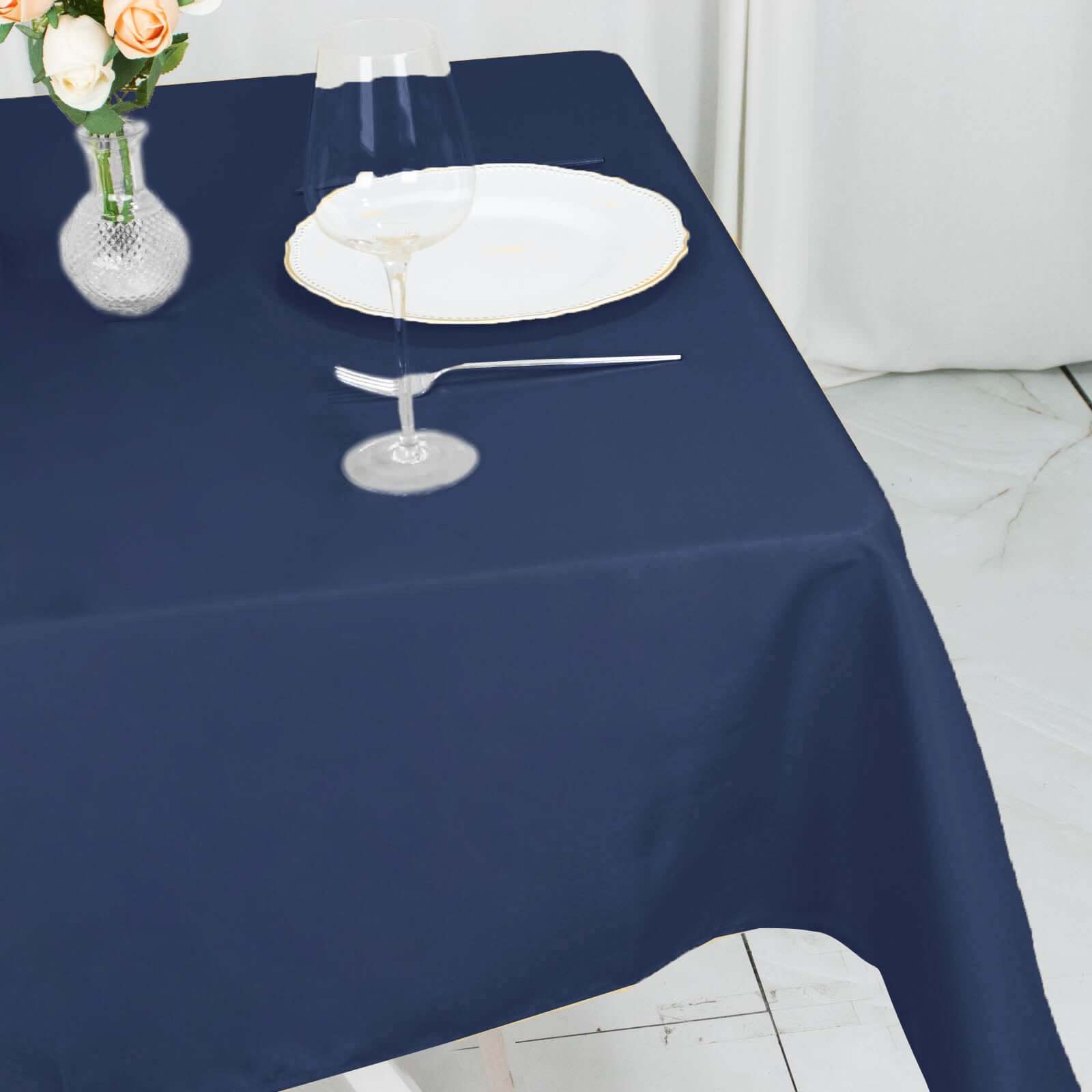 Premium Polyester 54"x54" Square Tablecloth Navy Blue - Stain and Wrinkle-Resistant 220GSM Table Cover