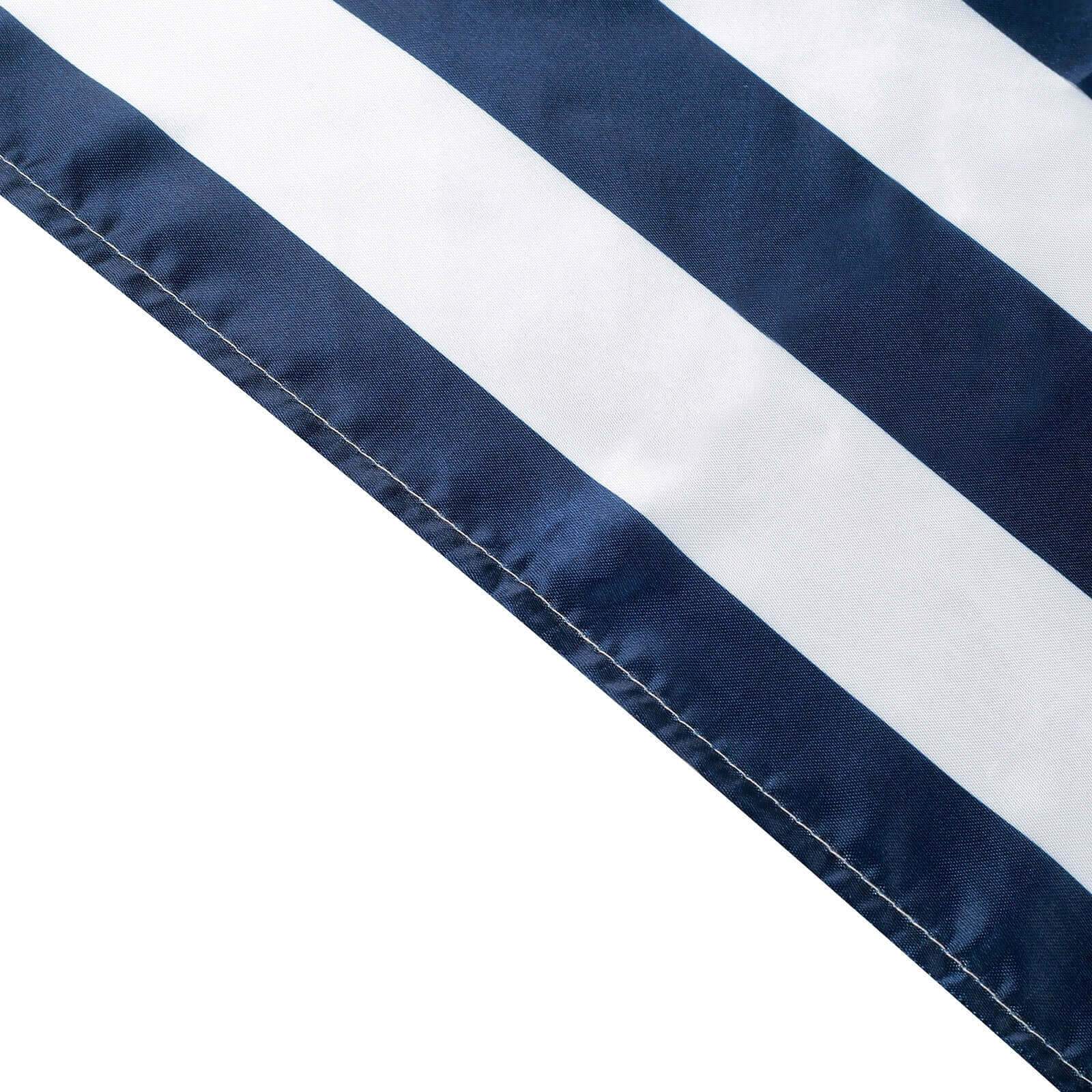 5 Pack Satin 20"x20" Napkins Navy Blue/White - Striped Reusable Dinner Napkins