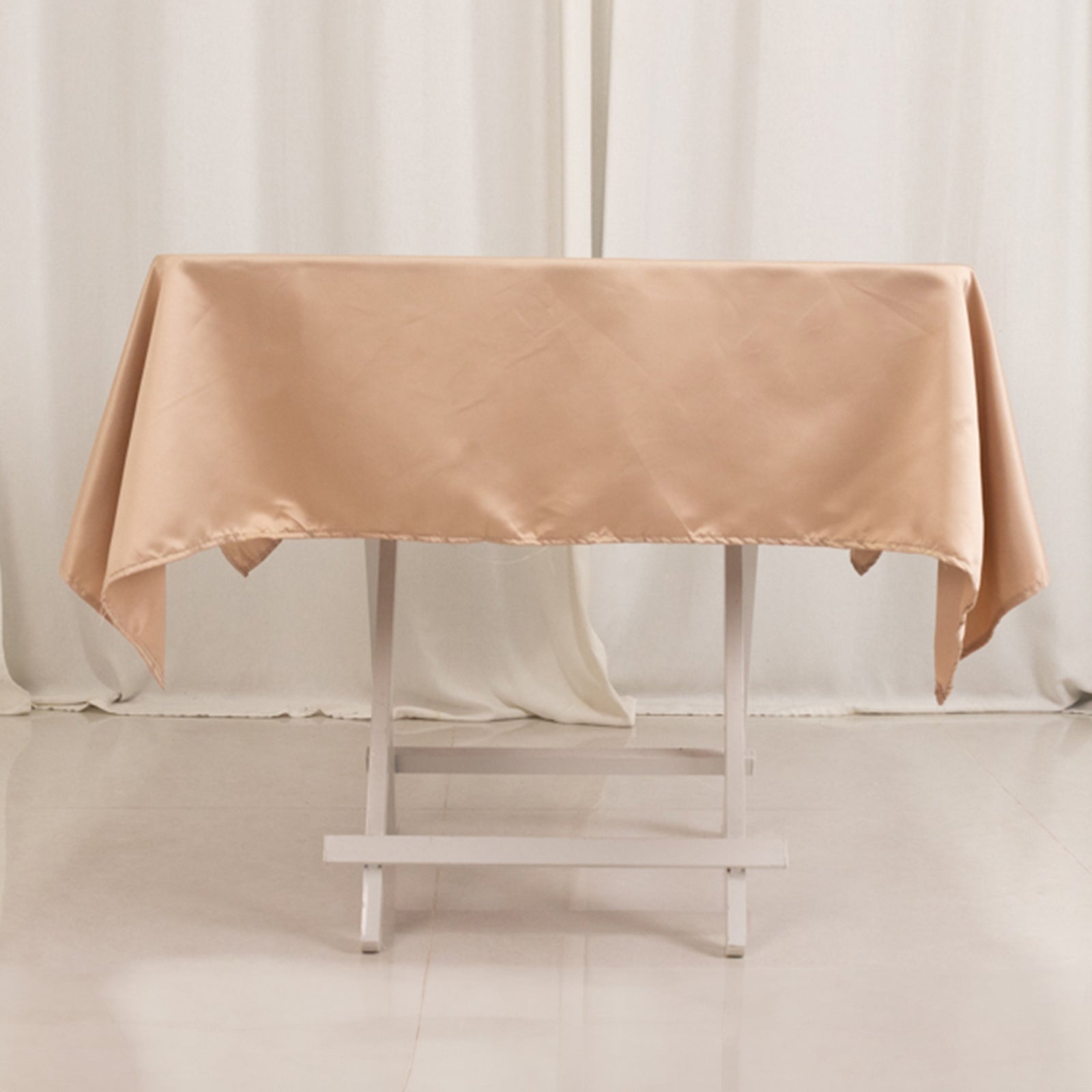 Lamour Satin 54"x54" Square Tablecloth Nude - Durable & Silk-Like Table Cover