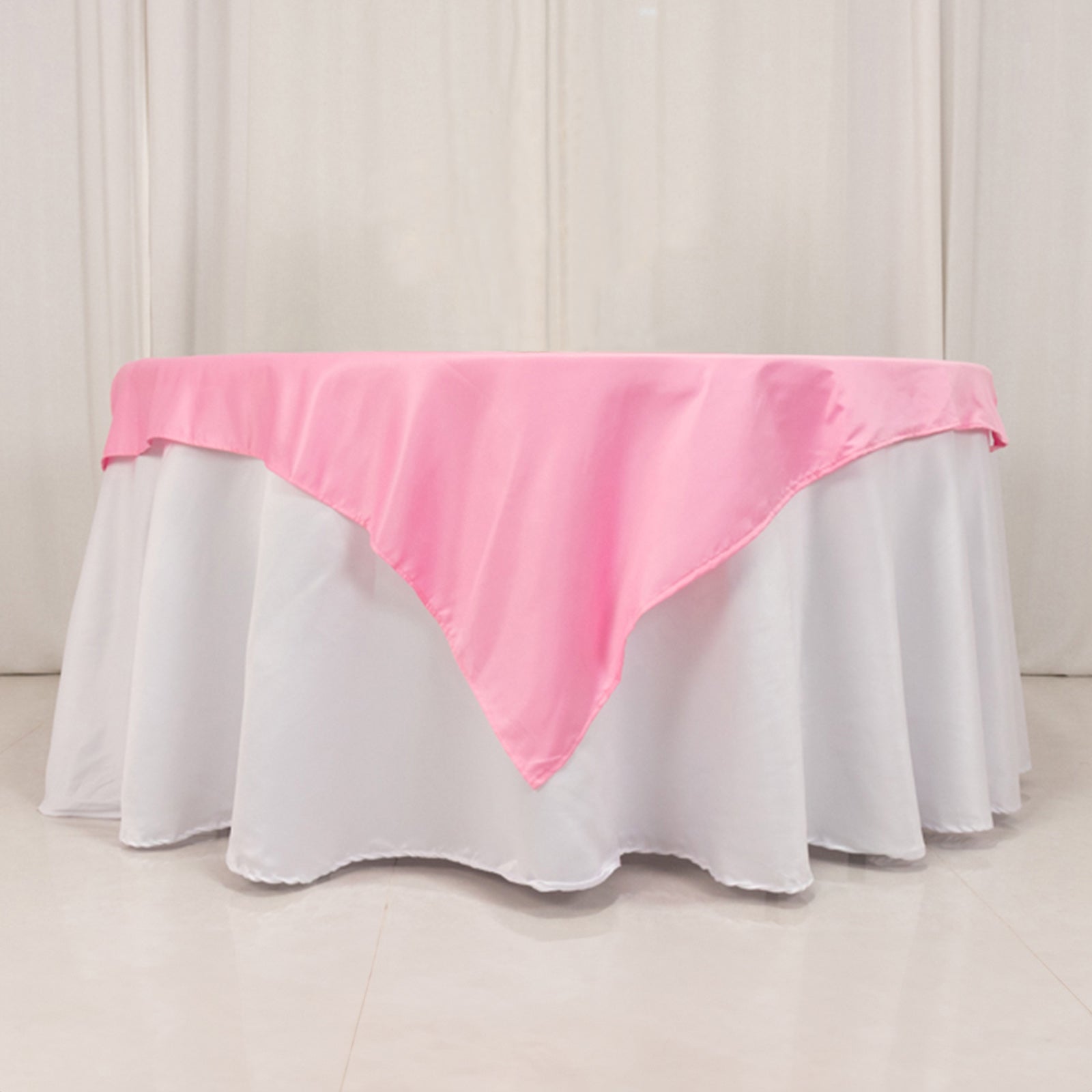 Lamour Satin 54"x54" Table Overlay Square Tablecloth Pink - Durable & Silk-Like Table Cover
