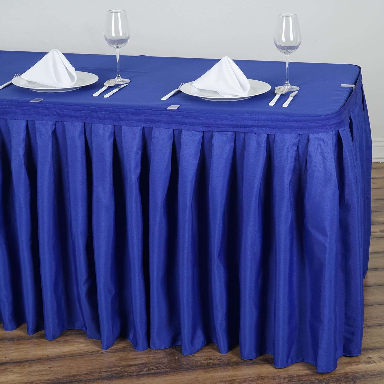 Polyester 21ft Table Skirt Royal Blue - Classic Pleated Design