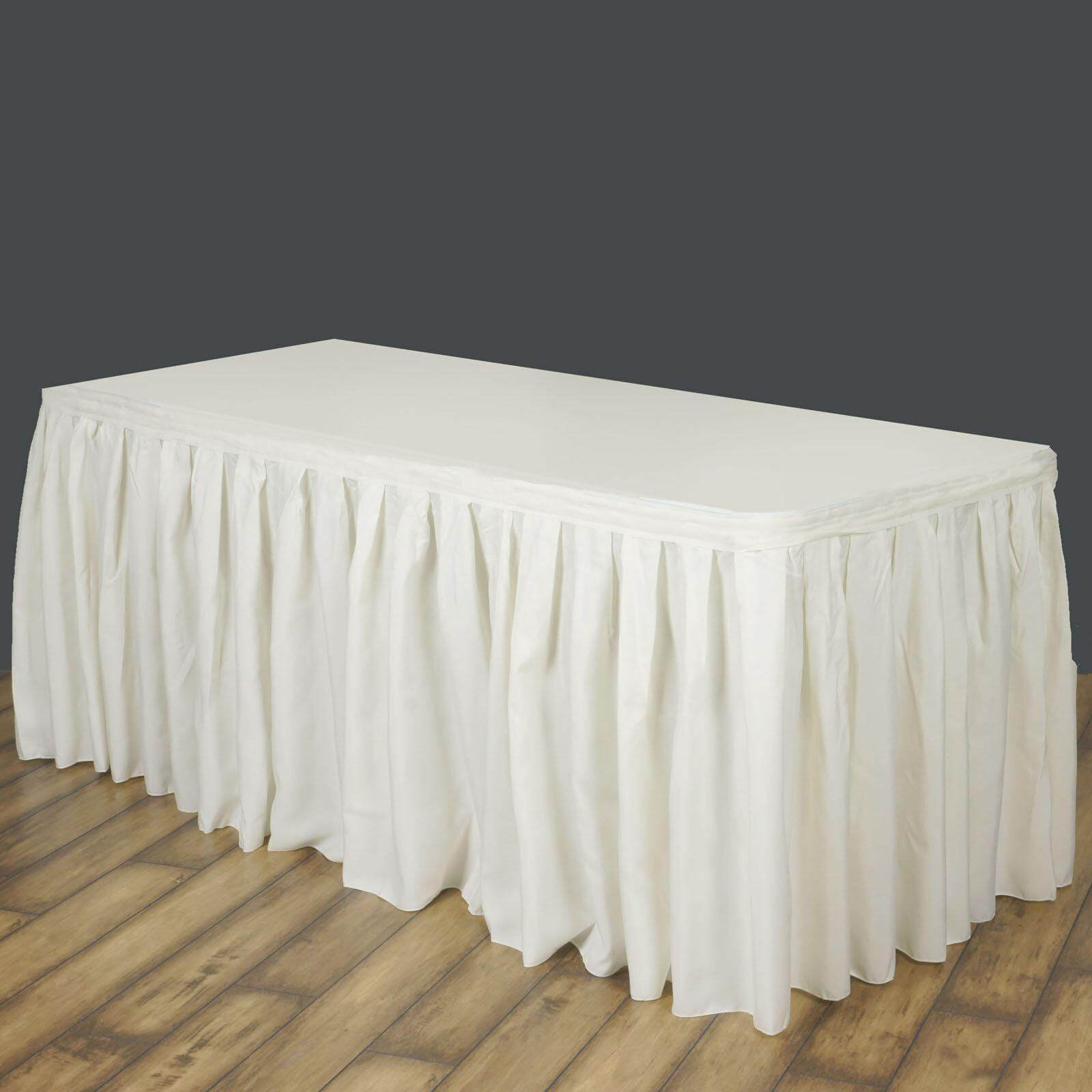 Polyester 14ft Table Skirt Ivory - Classic Pleated Design