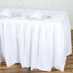Polyester 14ft Table Skirt White - Classic Pleated Design for Weddings & Events