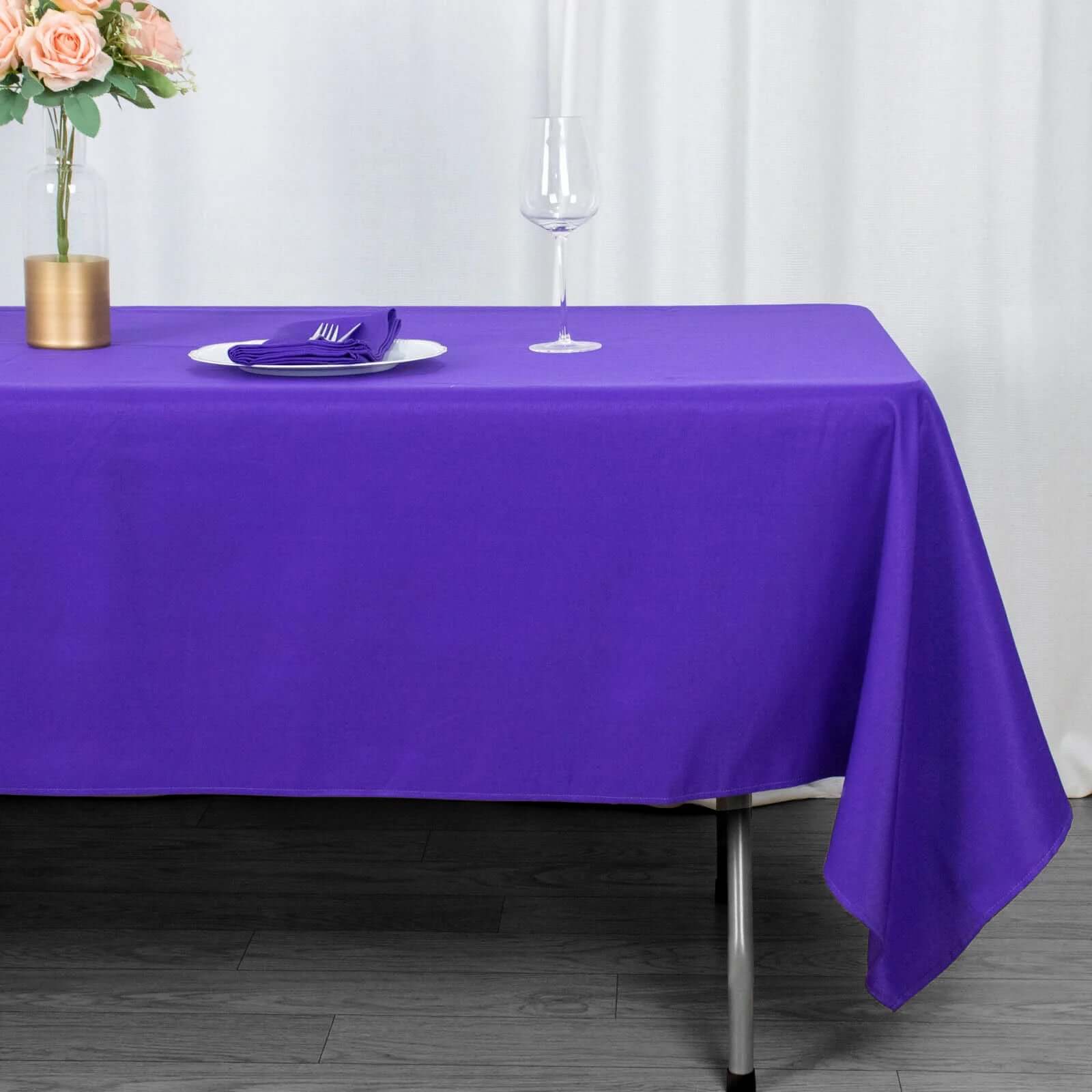 Premium Polyester 60"x102" Rectangle Tablecloth Purple - Durable 220GSM Wrinkle-Resistant Table Cover