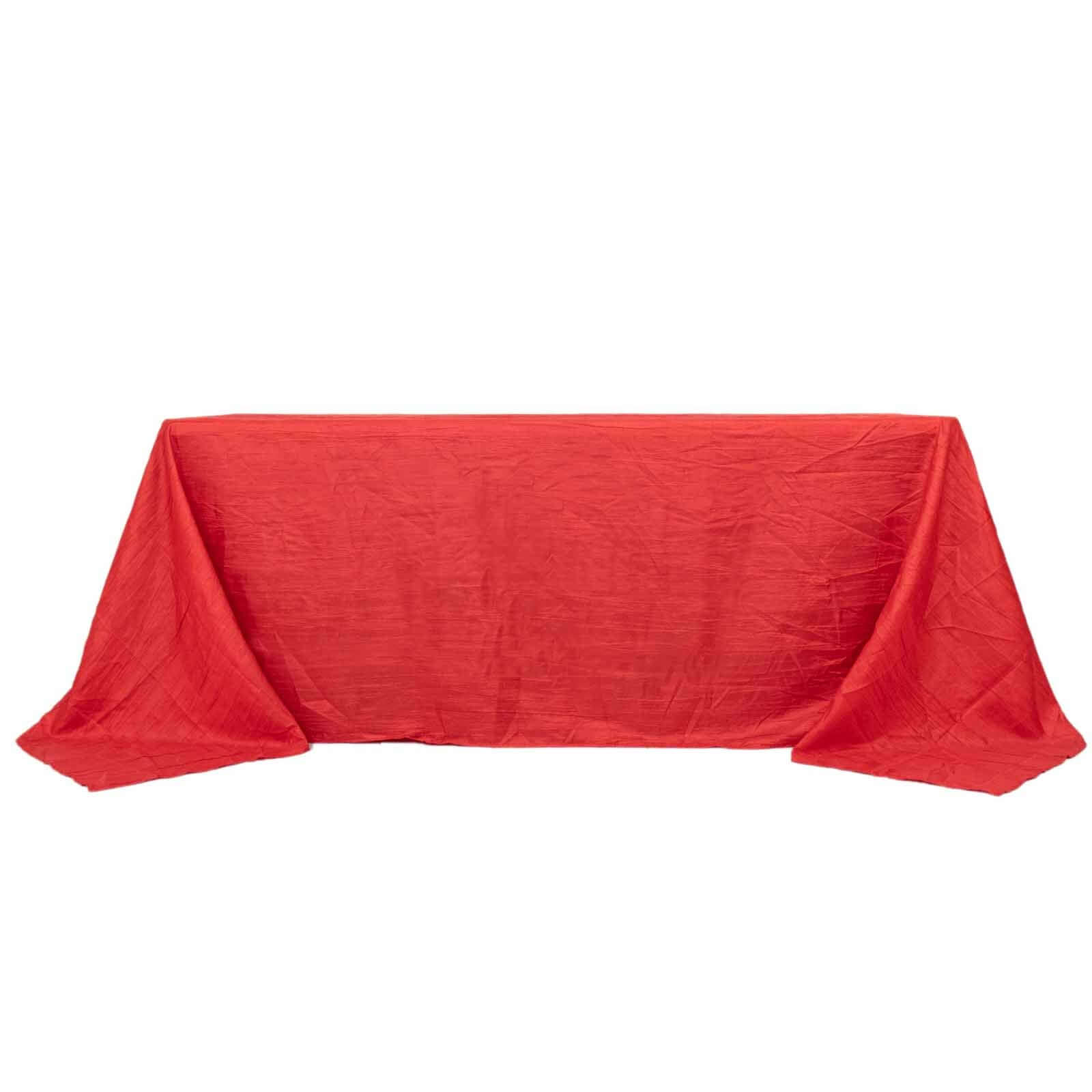 Taffeta 90"x132" Rectangle Tablecloth Red - Seamless Accordion Crinkle Table Cover