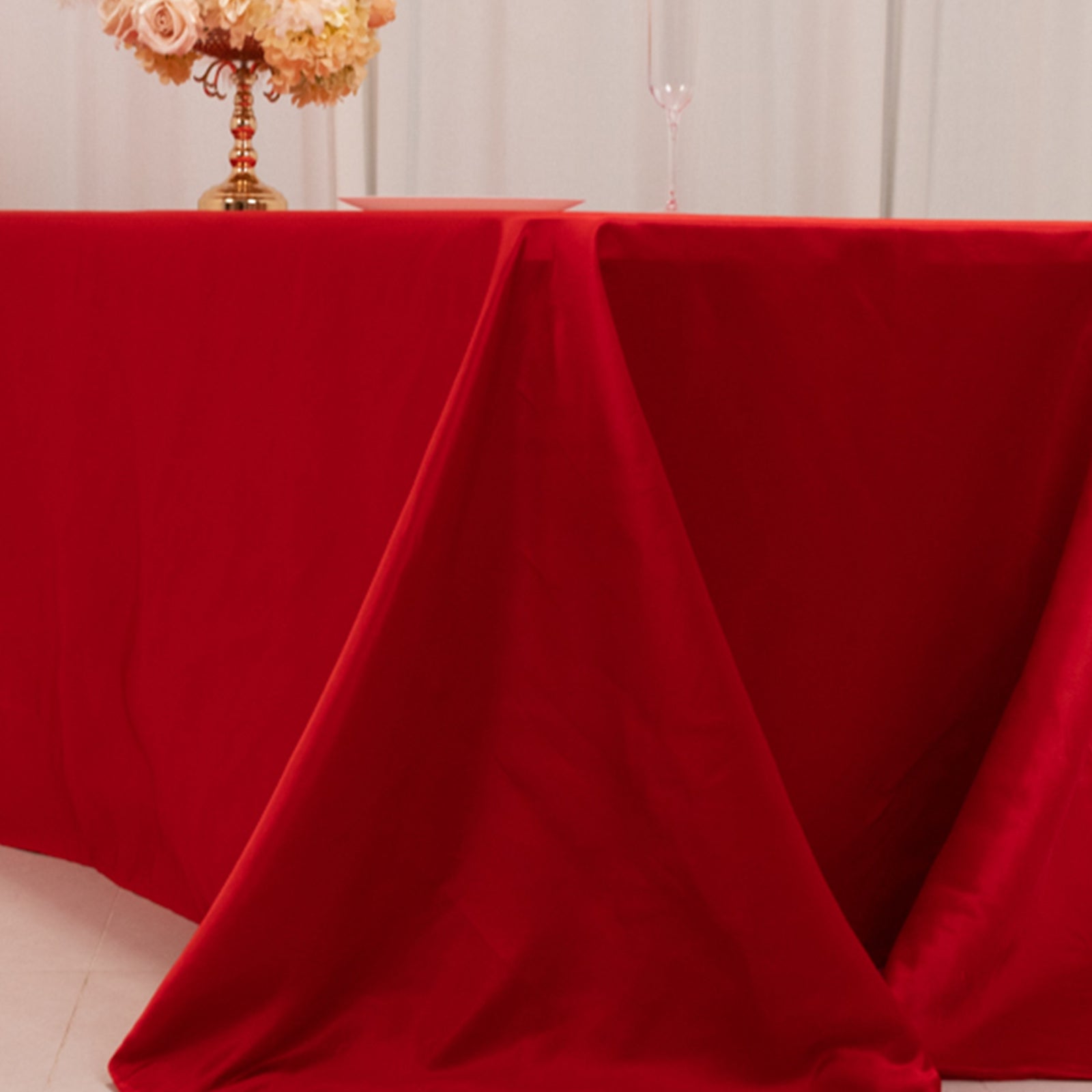 Lamour Satin 90"x156" Rectangle Tablecloth Red - Luxurious, Soft Seamless Table Cover