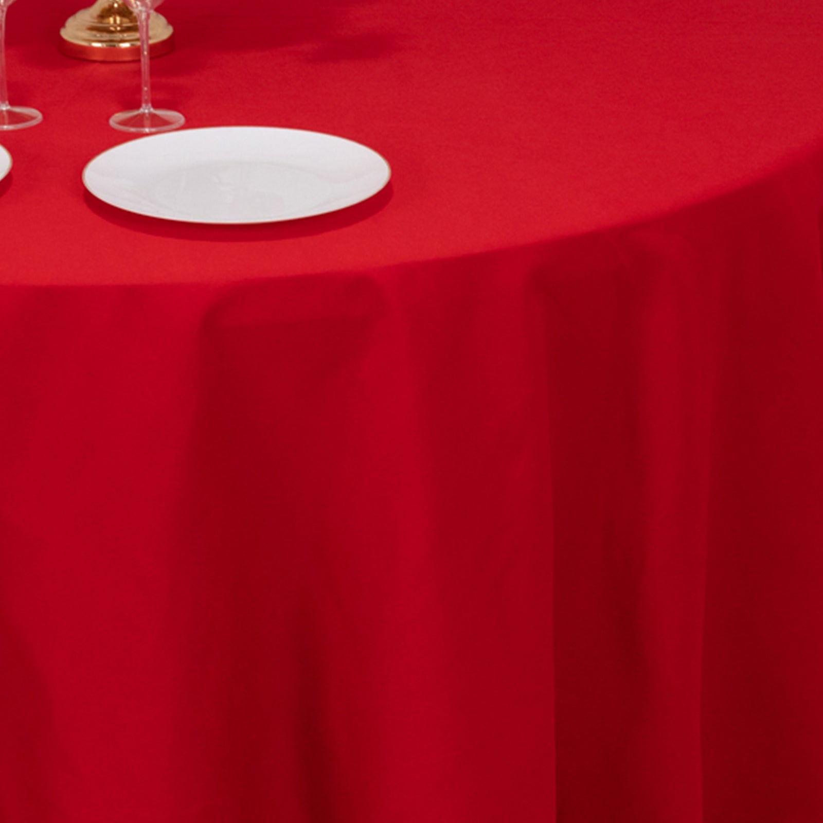 Cotton Blend 120" Round Tablecloth Red - Seamless Wrinkle-Resistant Table Cover