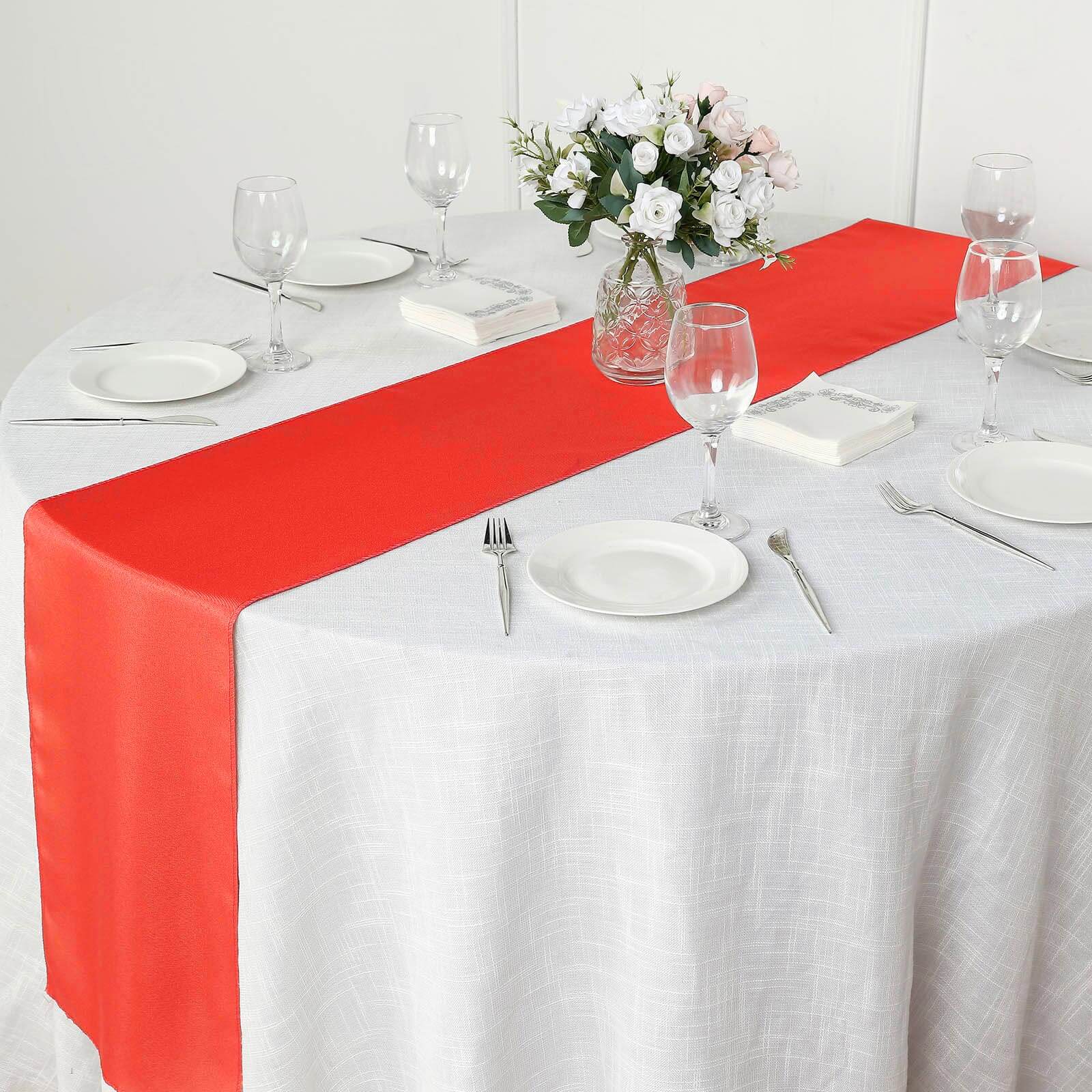 Polyester 12"x108" Table Runner Red - Durable & Wrinkle-Resistant Table Decor