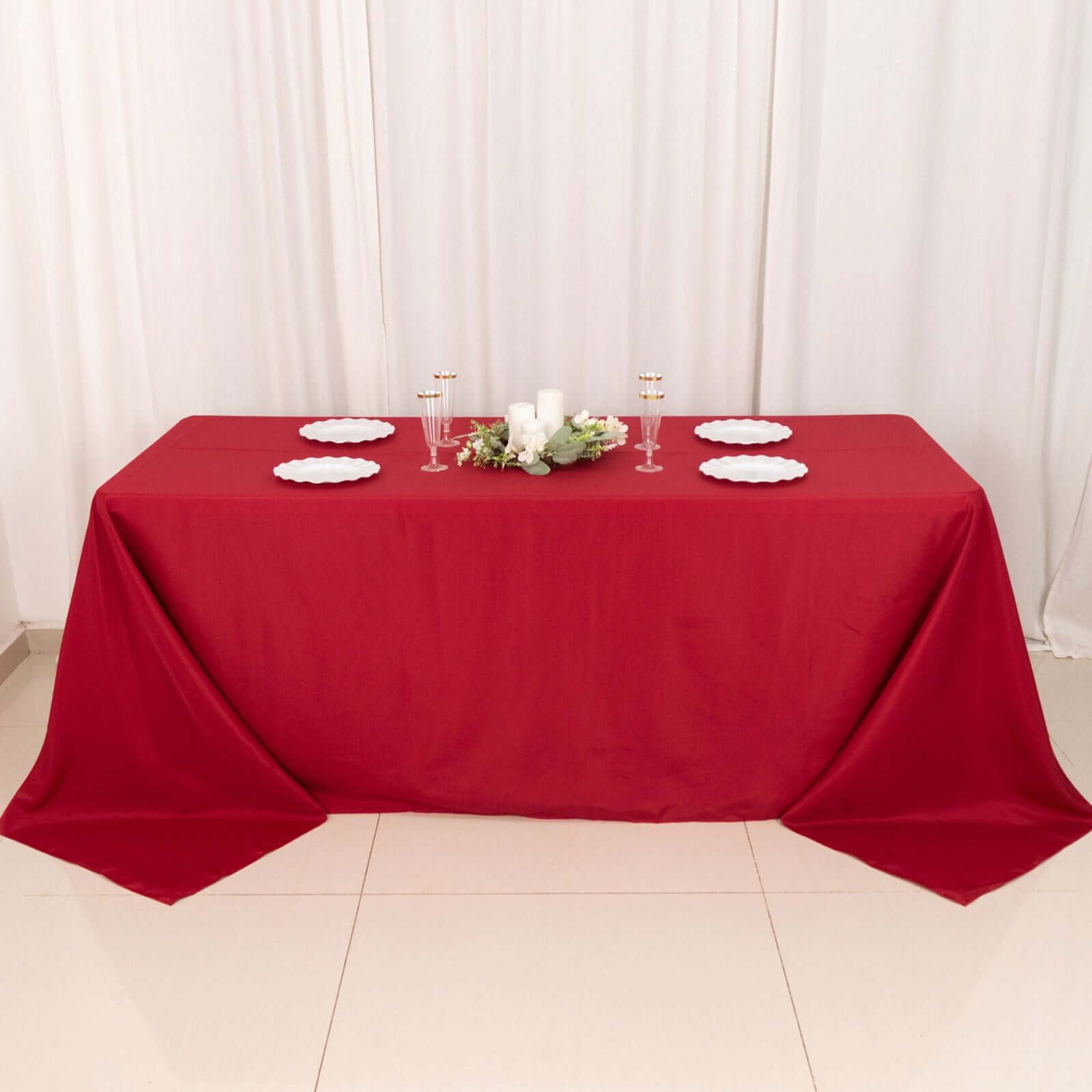 Polyester 90"x132" Rectangle Tablecloth Wine - Seamless Wrinkle-Resistant Table Cover