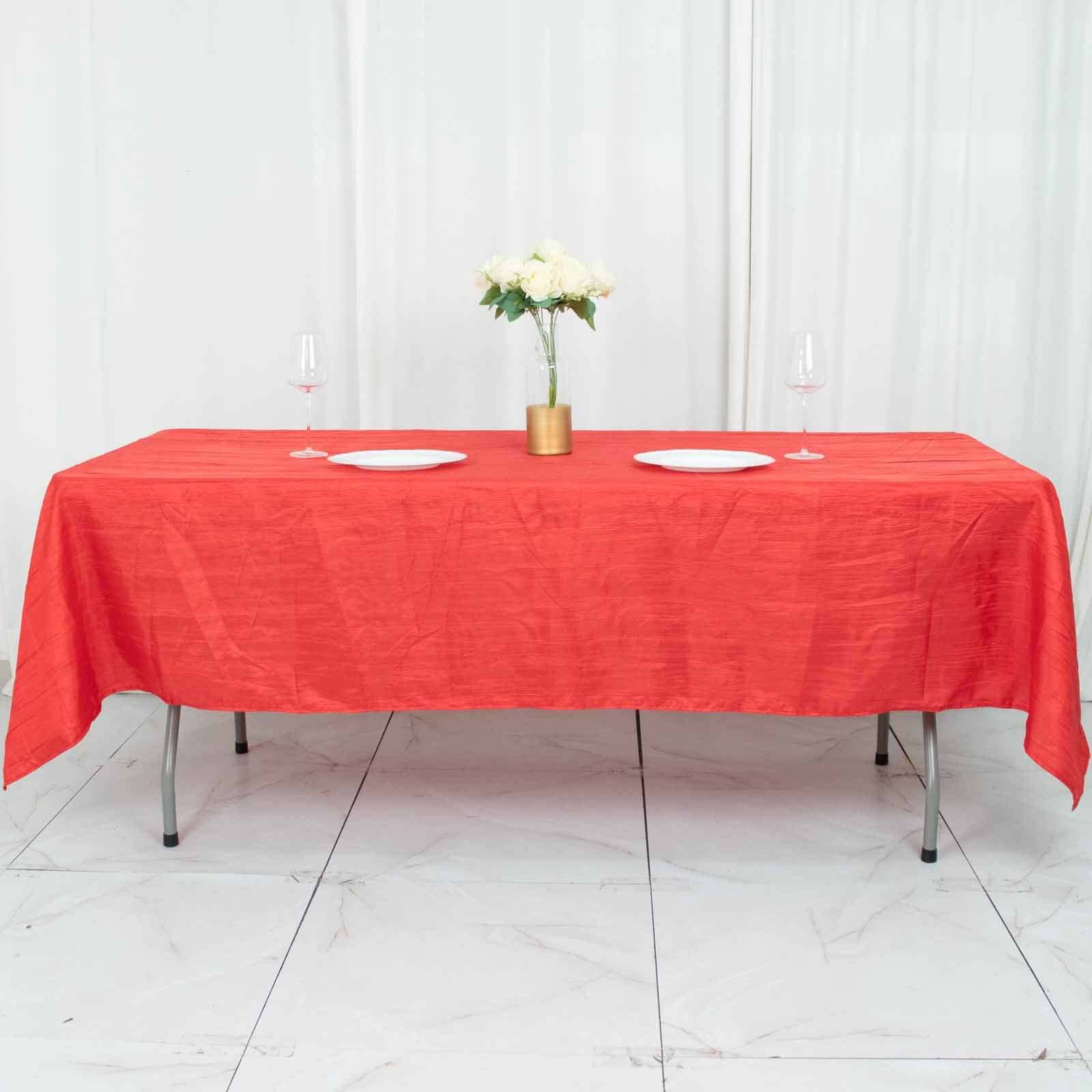 Taffeta 60"x102" Rectangle Tablecloth Red - Accordion Crinkle Table Cover