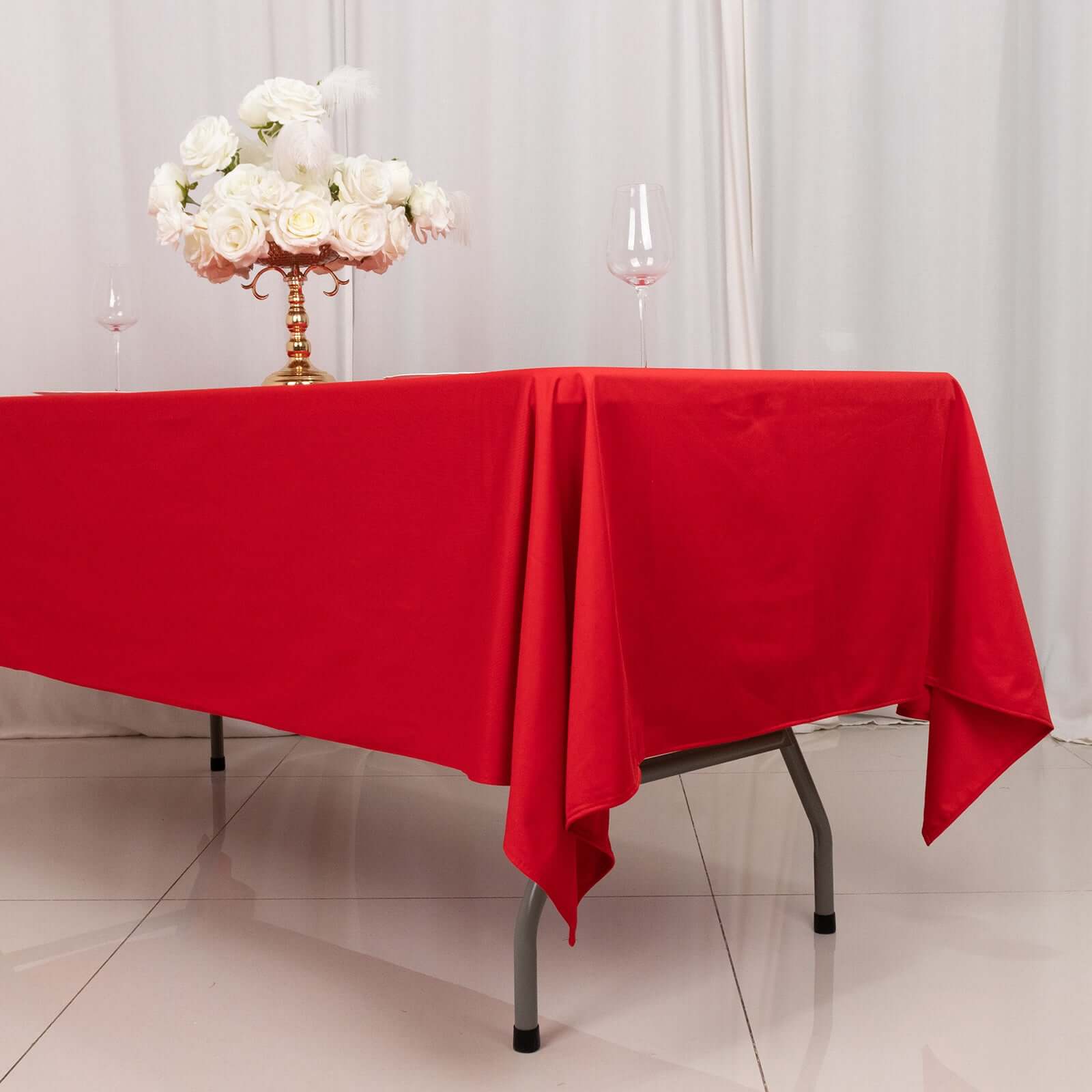 Scuba Rectangular 60"x102" Tablecloth Red - Wrinkle Free & Stain Resistant Table Cover