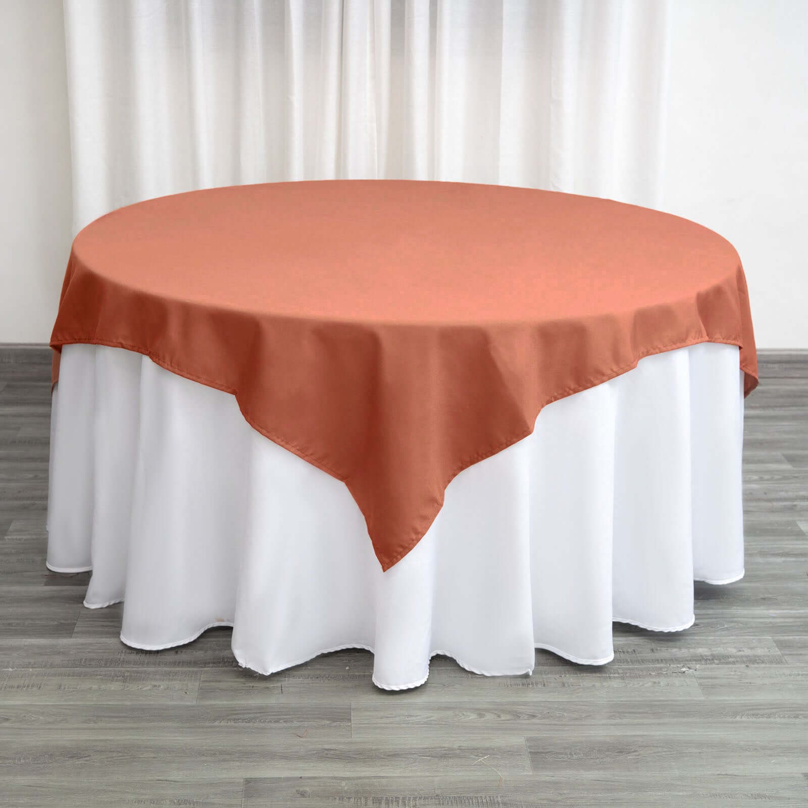 Polyester 70"x70" Table Overlay Square Tablecloth Terracotta (Rust) - Wrinkle-Resistant & Durable Table Cover
