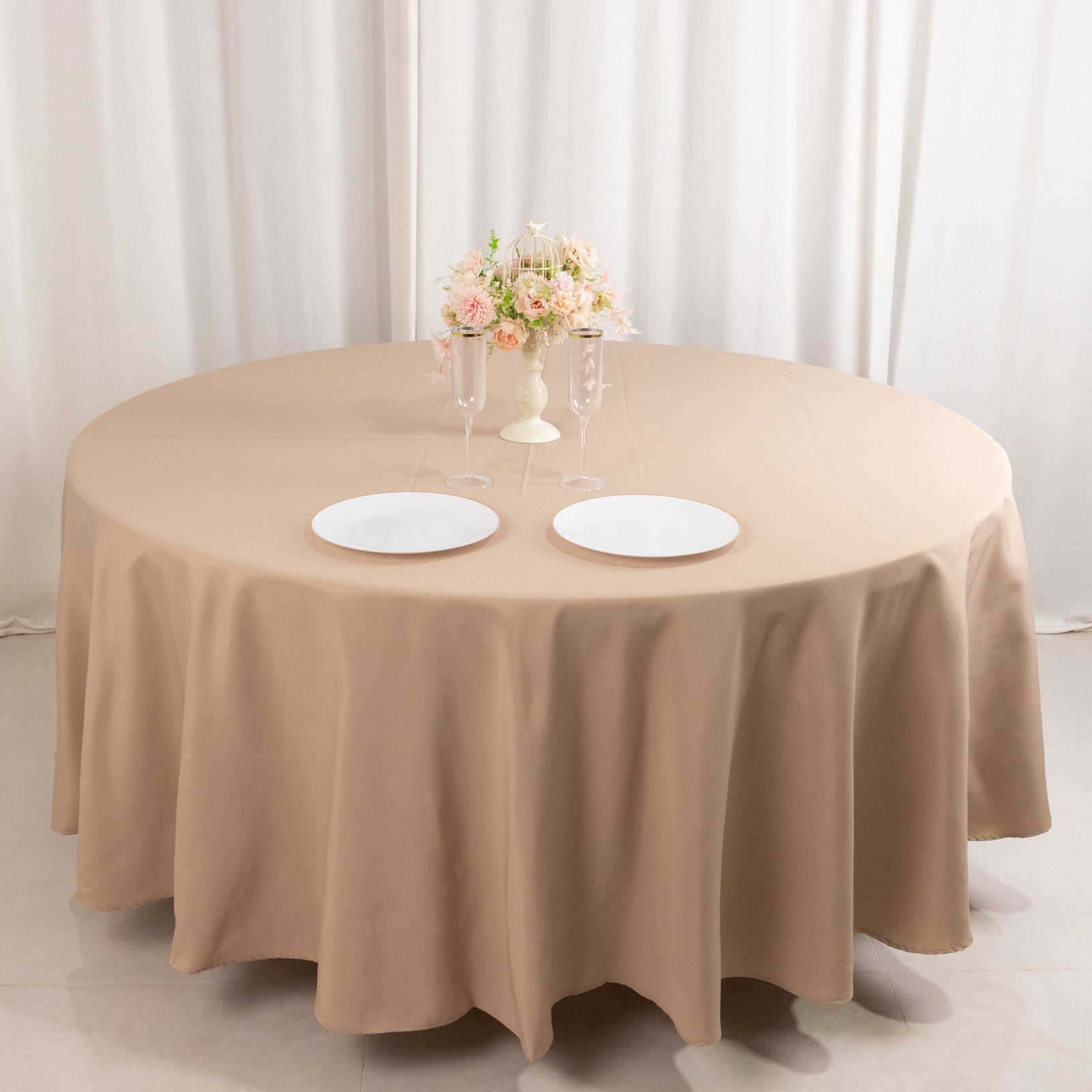 Premium Polyester 108" Round Tablecloth Nude - Wrinkle-Resistant 220GSM Table Cover