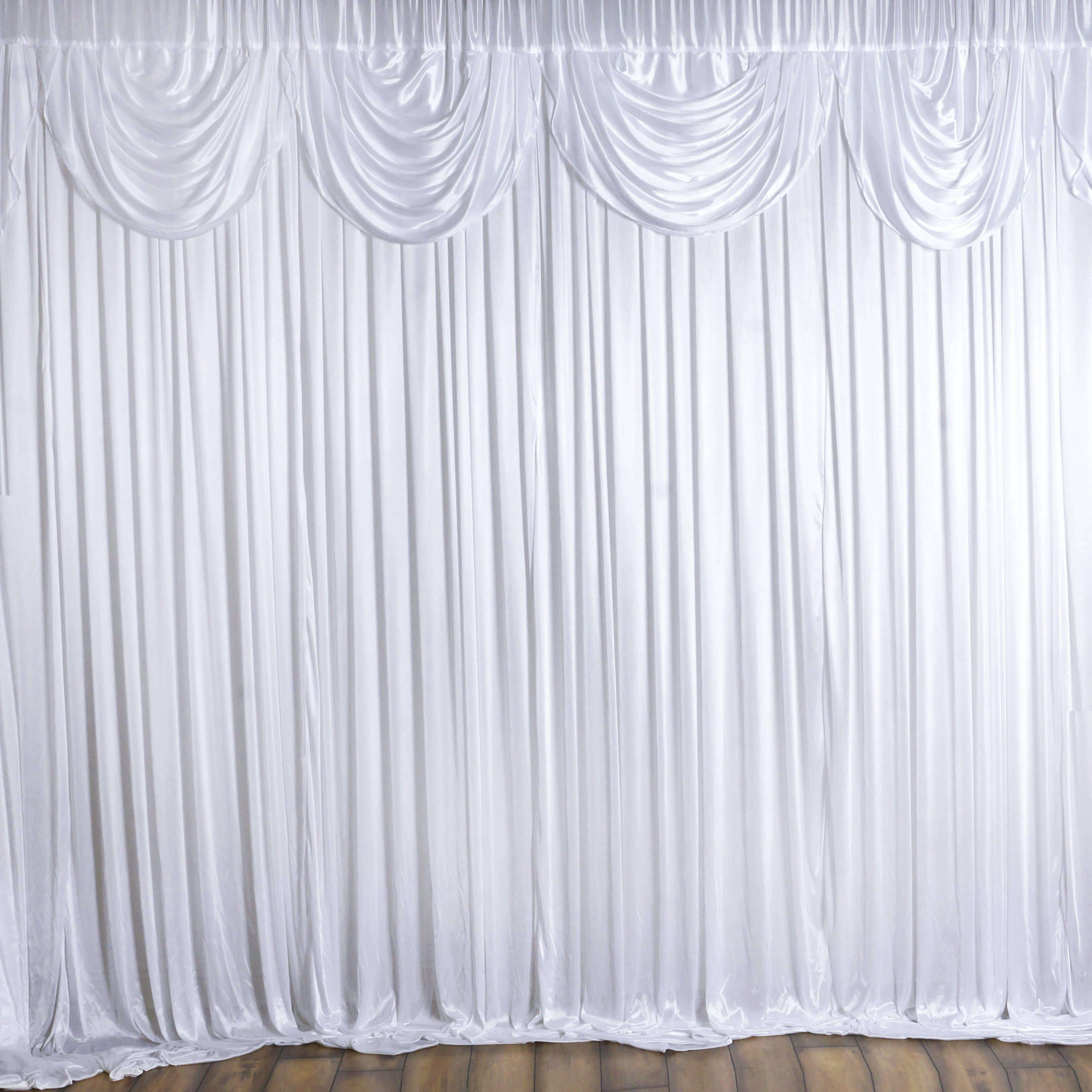 20ftx10ft White Premium Double Drape Satin Event Curtain Drapes, Glossy Photo Backdrop Event Panel