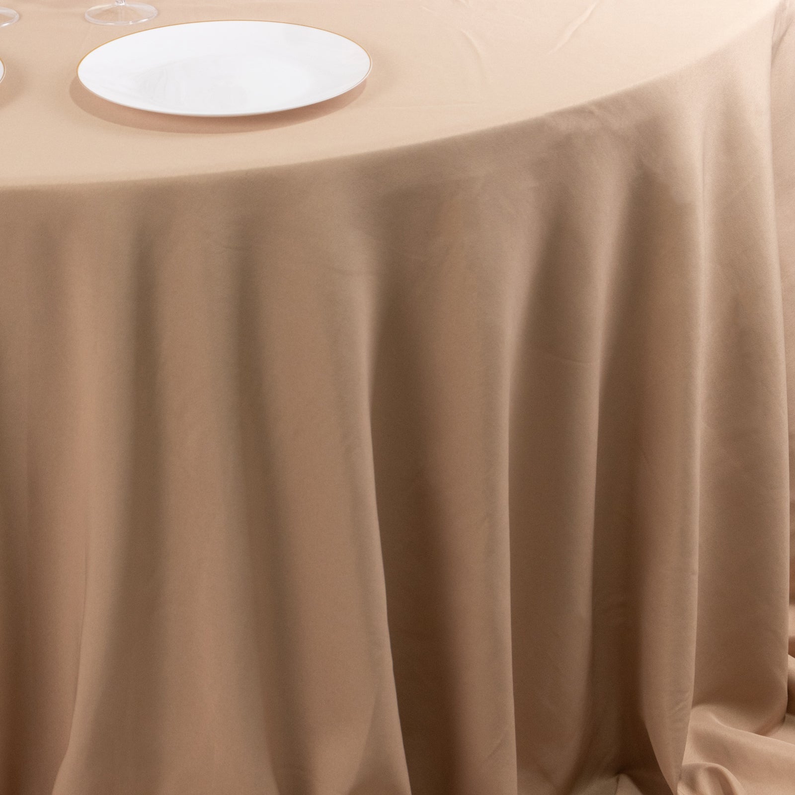 Premium Polyester 132" Round Tablecloth Nude - Seamless 220GSM Wrinkle-Resistant Table Cover