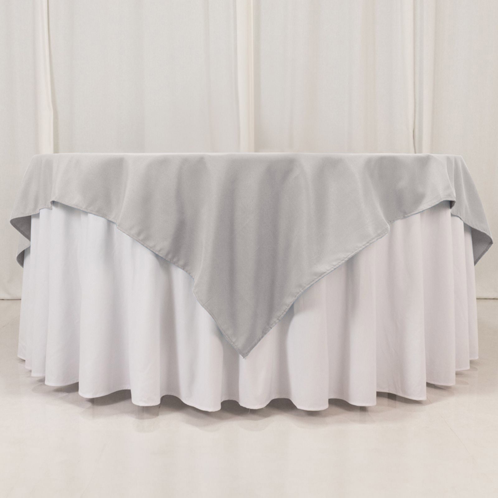 Premium Polyester 70"x70" Table Overlay Square Tablecloth Silver 220GSM Wrinkle-Resistant Table Cover
