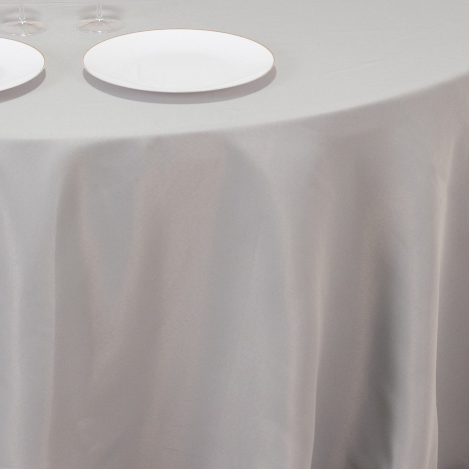 Premium Polyester 132" Round Tablecloth Silver - Seamless 220GSM Wrinkle-Resistant Table Cover