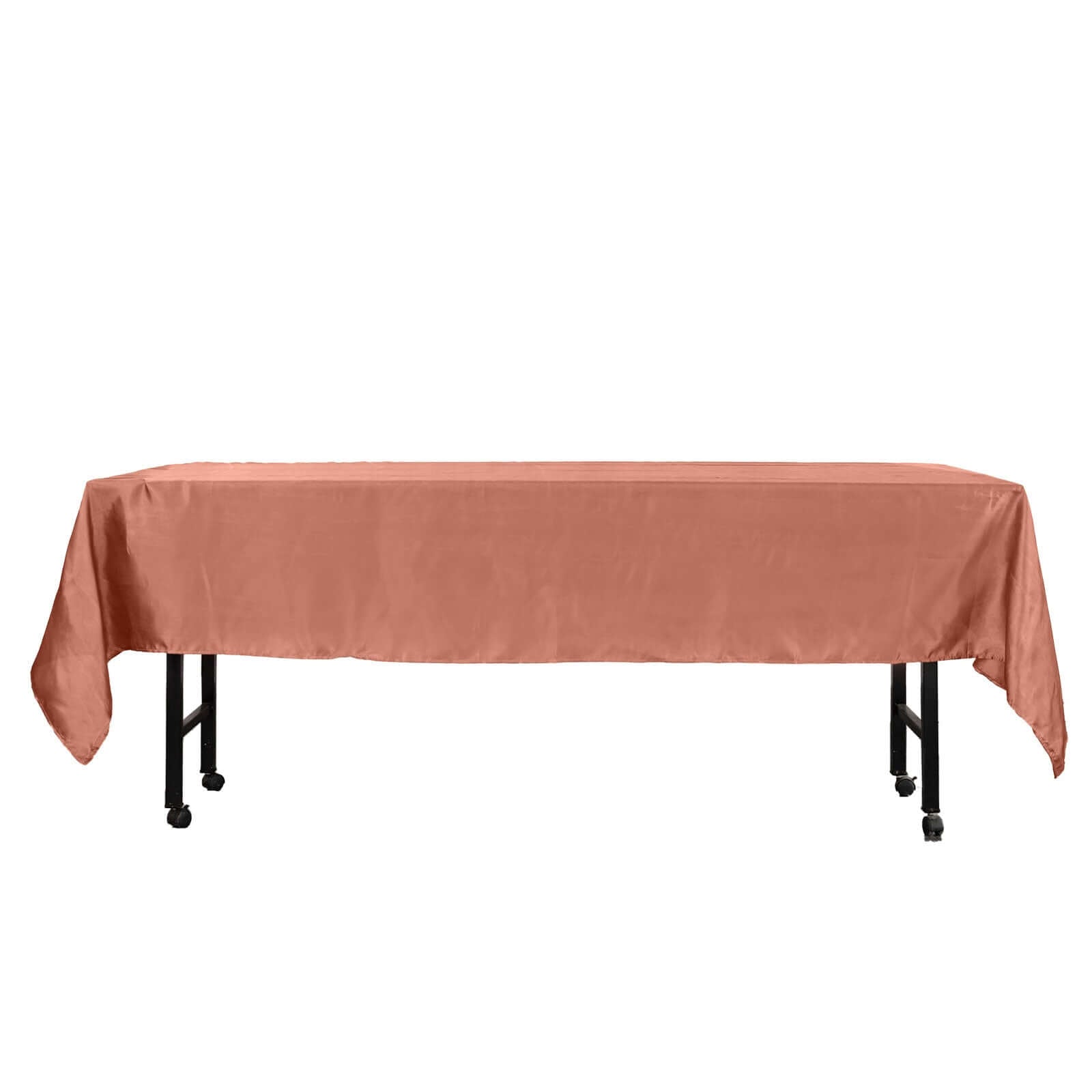 Satin Rectangular 60"x102" Tablecloth Terracotta (Rust) - Smooth and Lustrous Table Cover