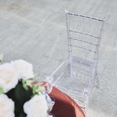 4 Pack Resin Chiavari Chairs Transparent and Stackable Clear - Sleek Armless Design for Weddings & Gatherings