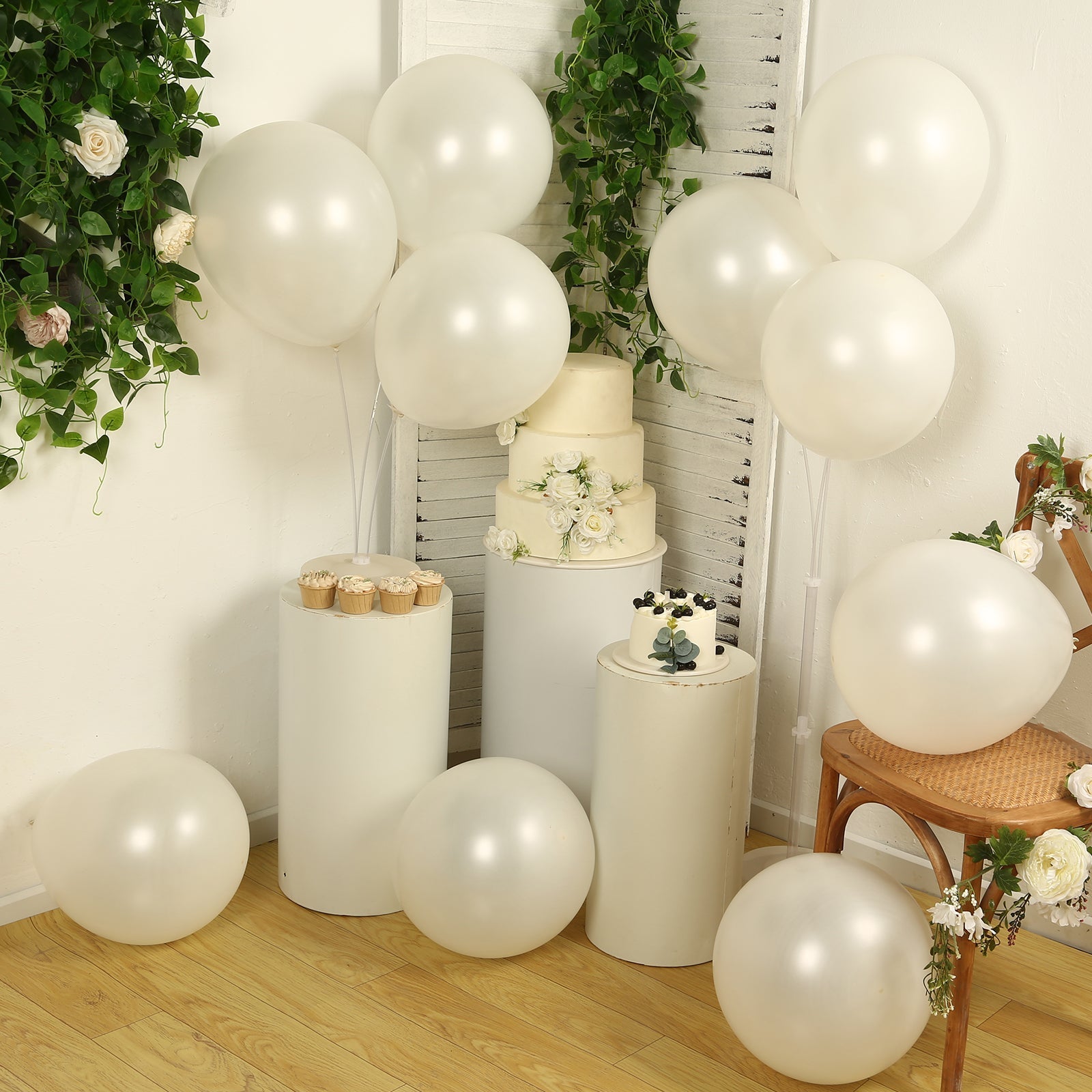 10 Pack White Biodegradable Balloons, 18" Thickened Extra Strong Eco-friendly Latex Helium Party Balloons