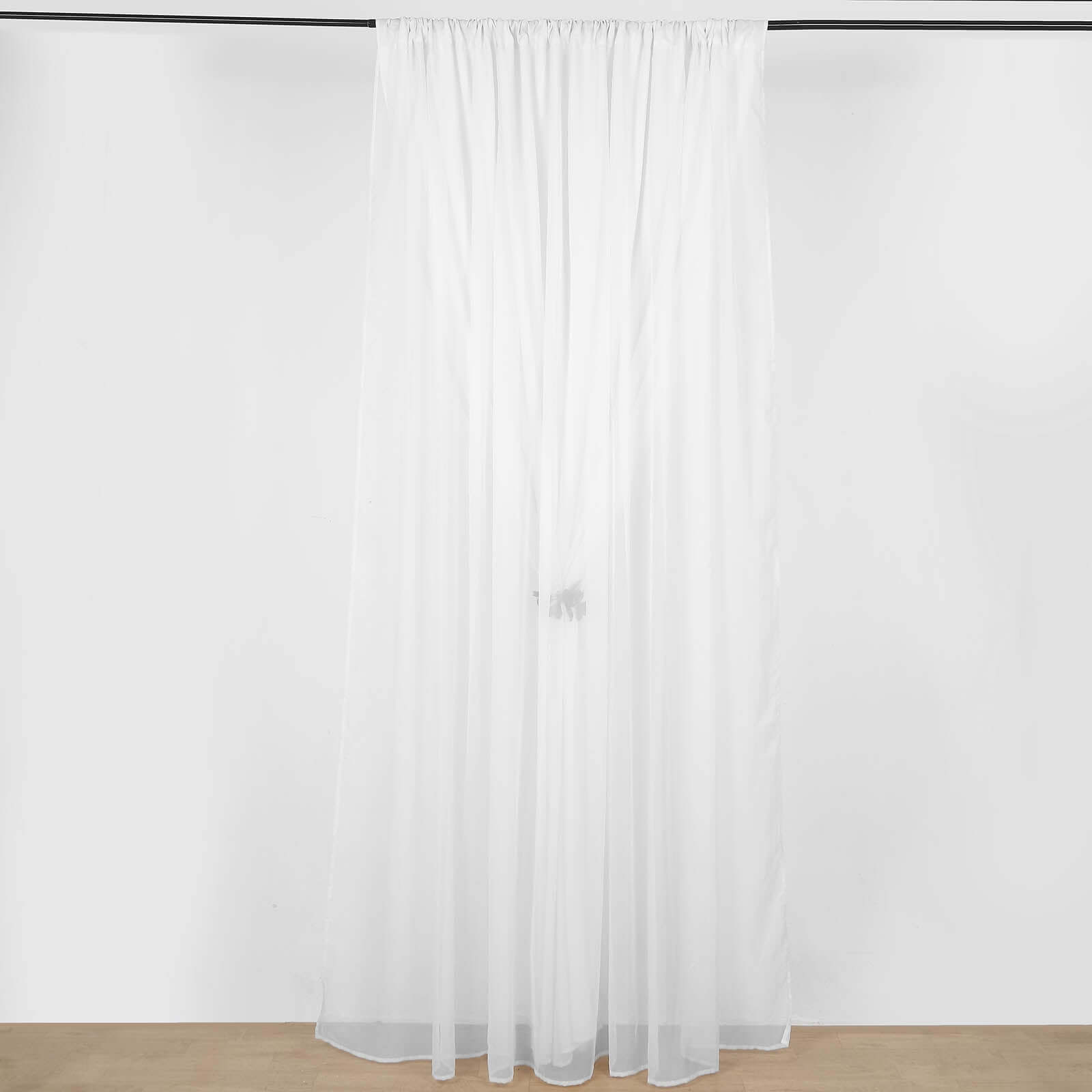 White Chiffon Polyester Event Curtain Drapes, Dual Layer Divider Backdrop Curtain Panels with Rod Pockets - 10ftx10ft