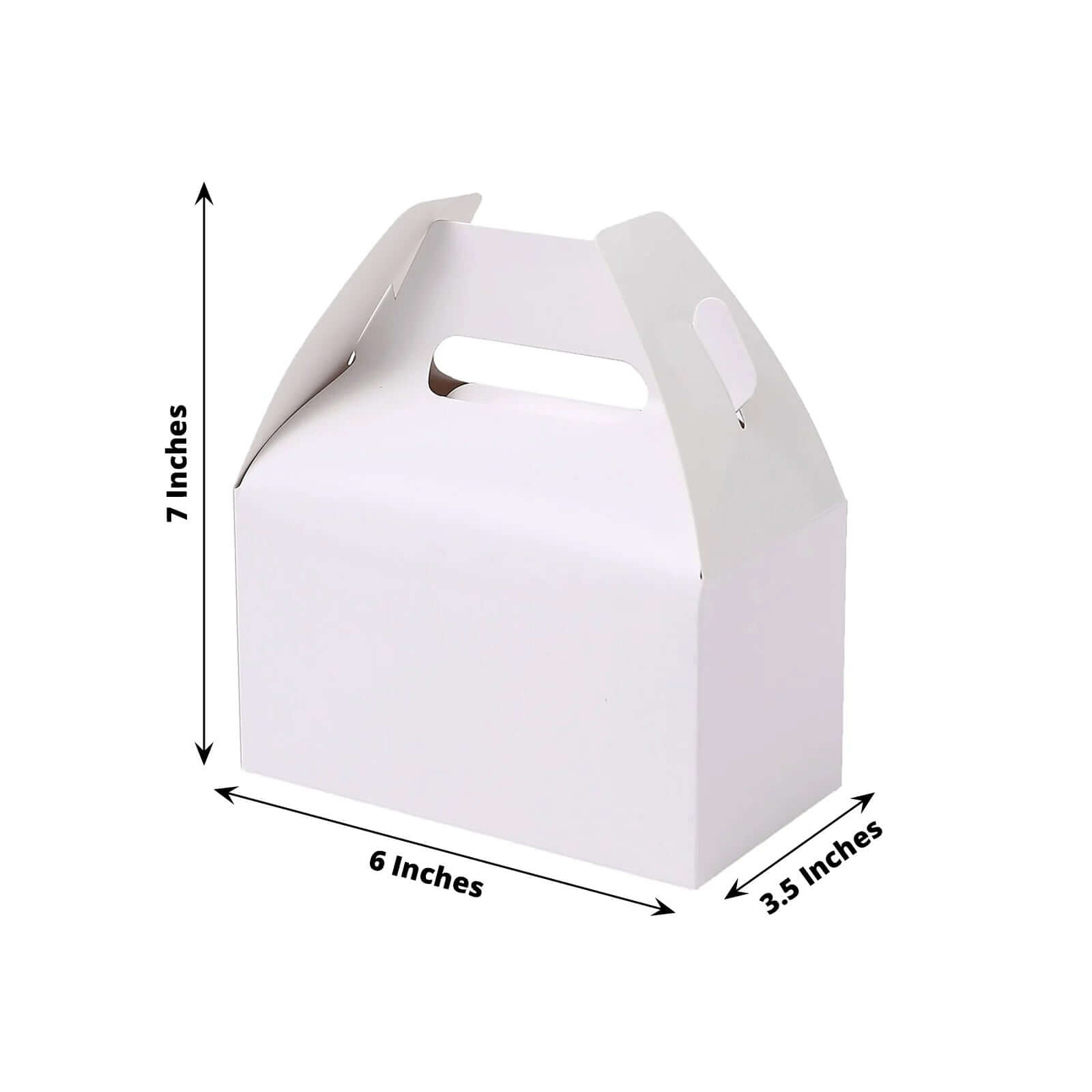 25 Pack Classic White Candy Gift Tote Gable Boxes, Party Favor Treat Bags - 6"x3.5"x7"