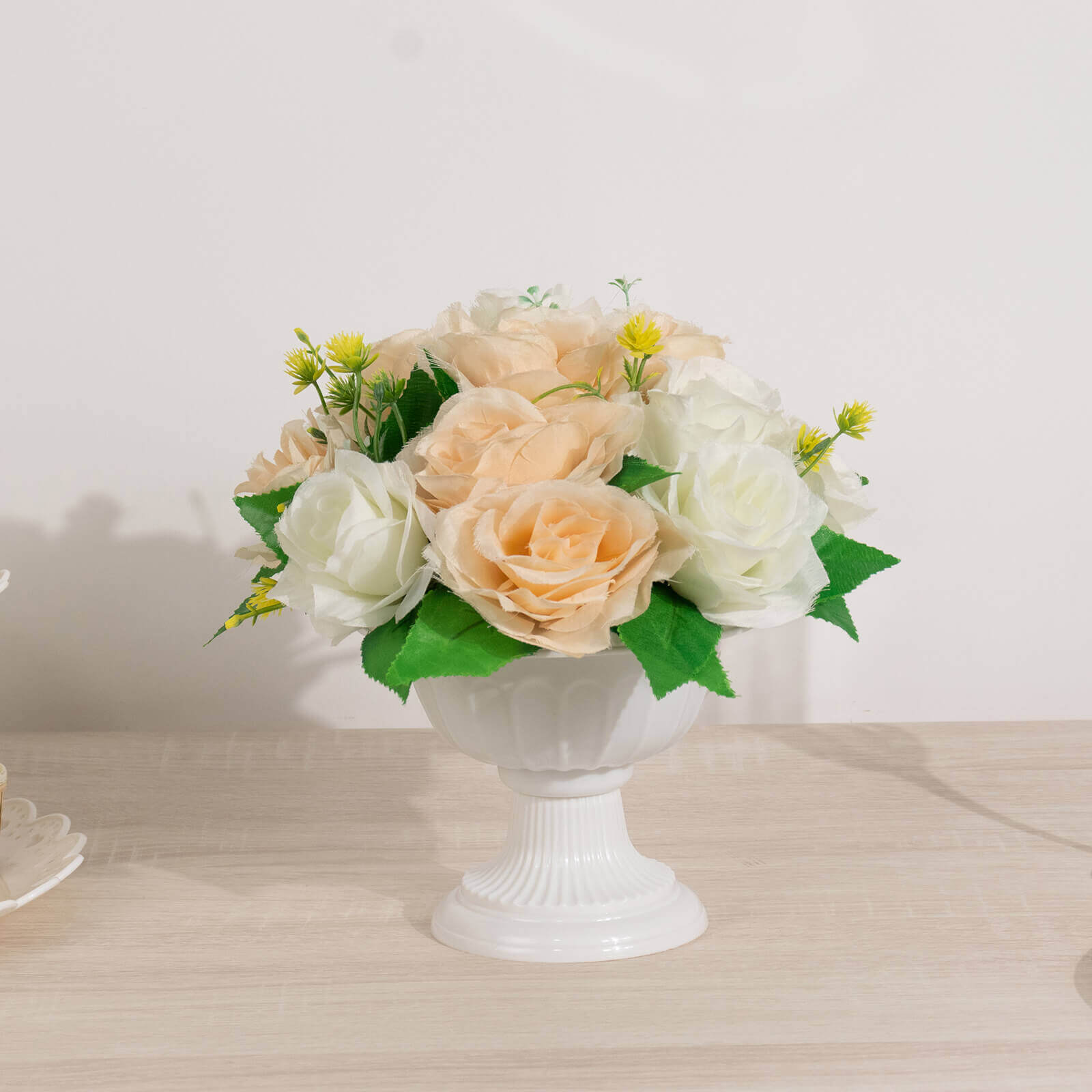 4-Pack Plastic Flower Pot Vases Roman Style White - Classic Floral Urn Planter Table Centerpieces 6"