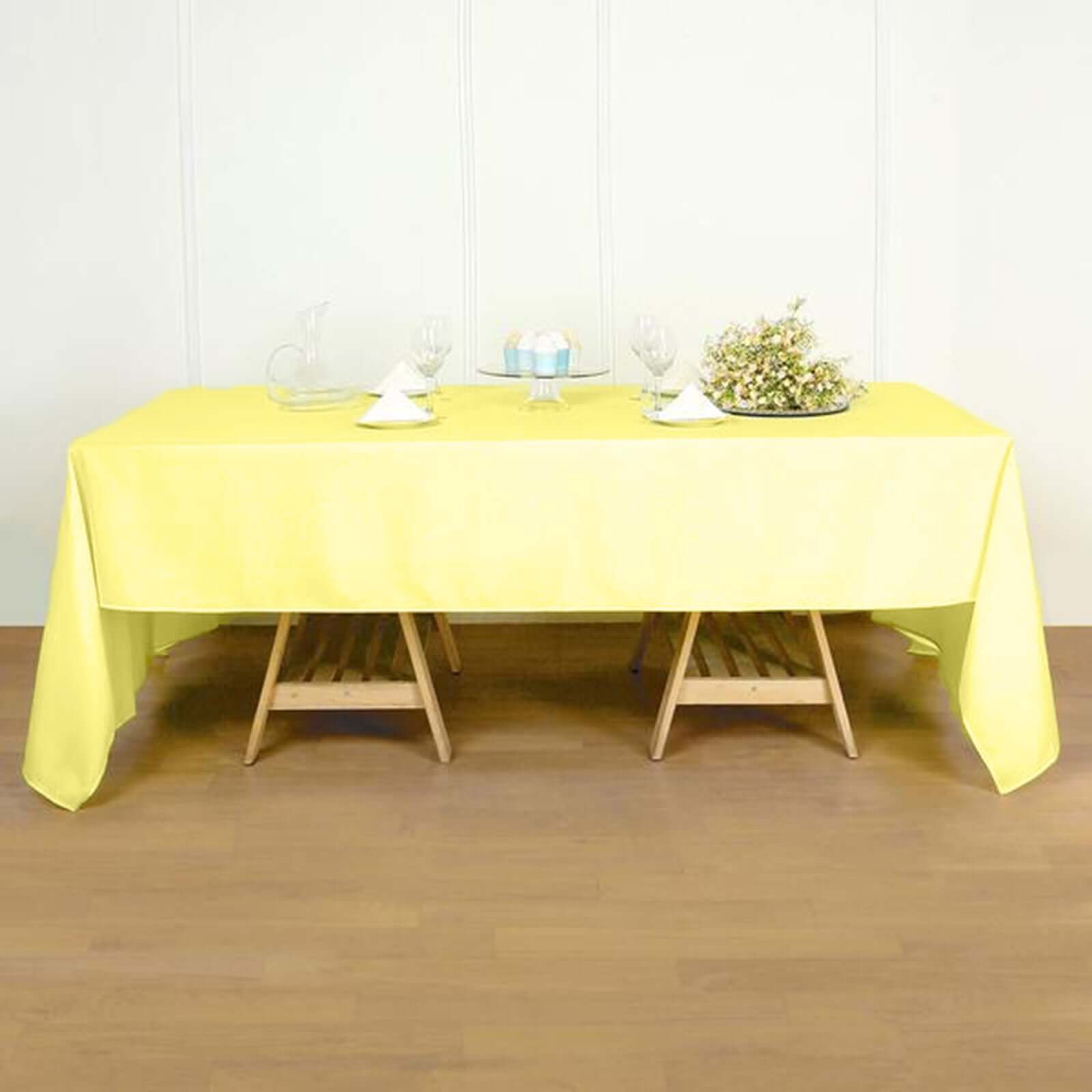 Polyester 60"x126" Rectangle Tablecloth Yellow - Wrinkle-Resistant Table Cover