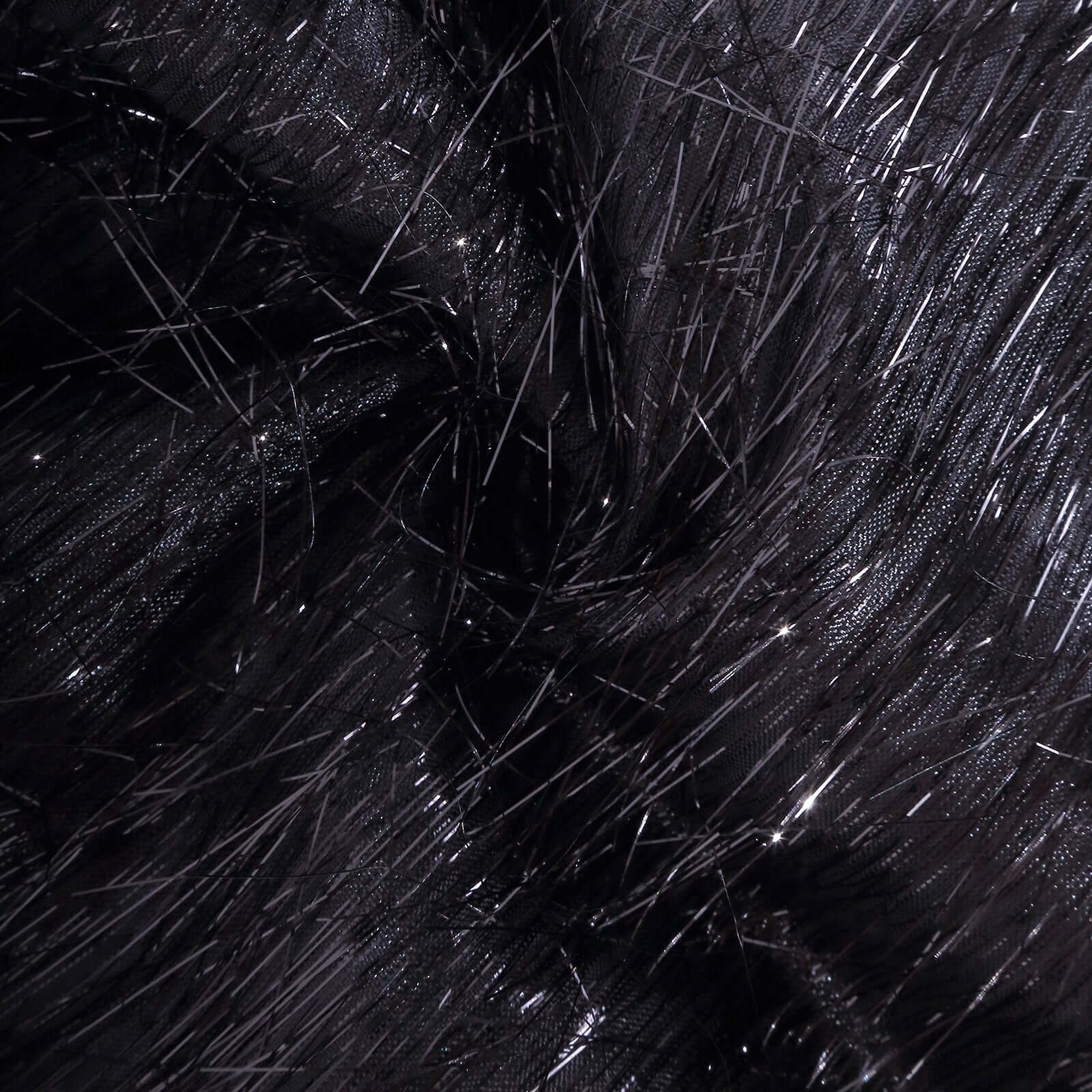 5 Pack Polyester Chair Sashes Black Metallic Tinsel Fringe - Easy to Use Chair Bows 6"x108"