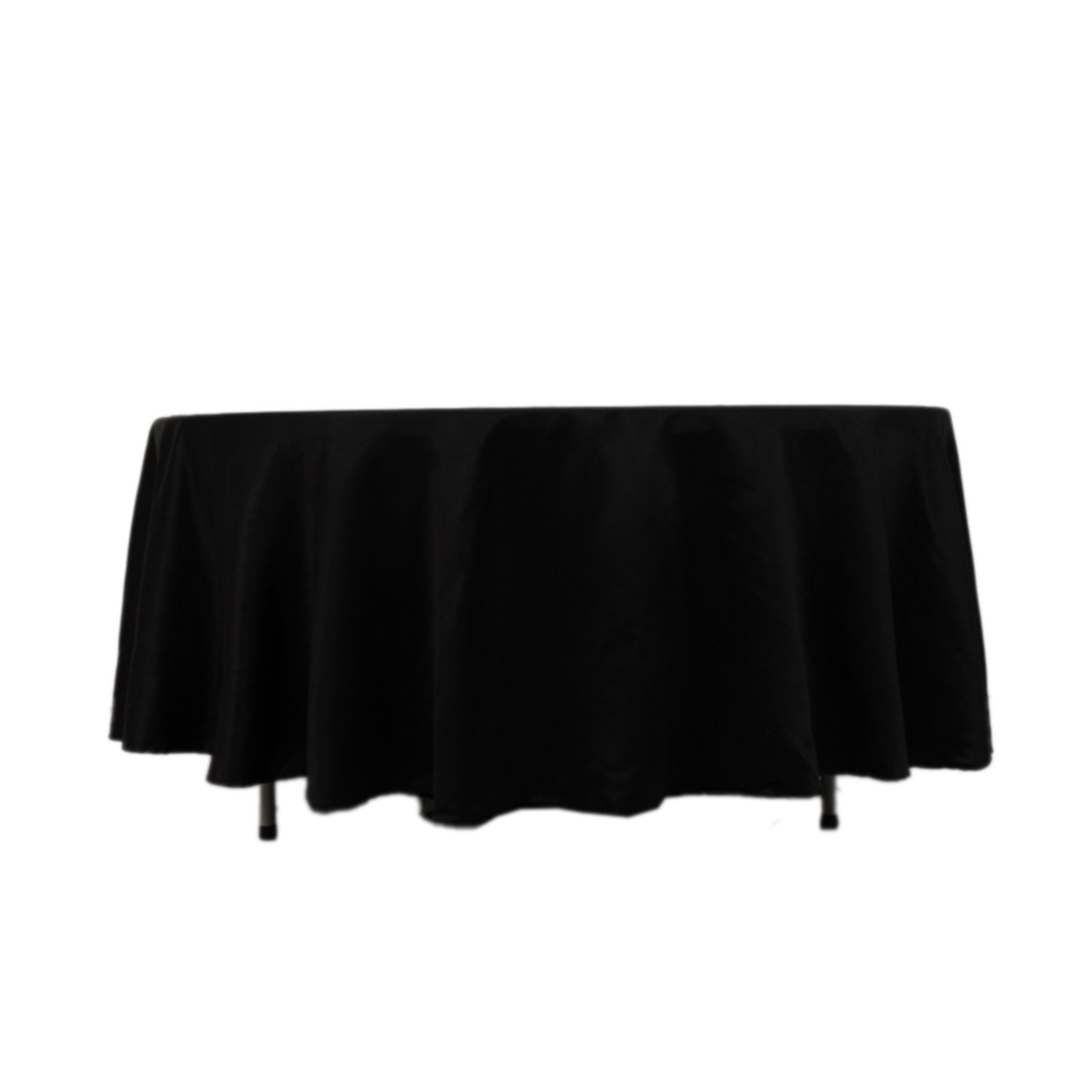 Lamour Satin 108" Round Tablecloth Black - Durable & Silk-Like Table Cover for Classy Weddings & Events